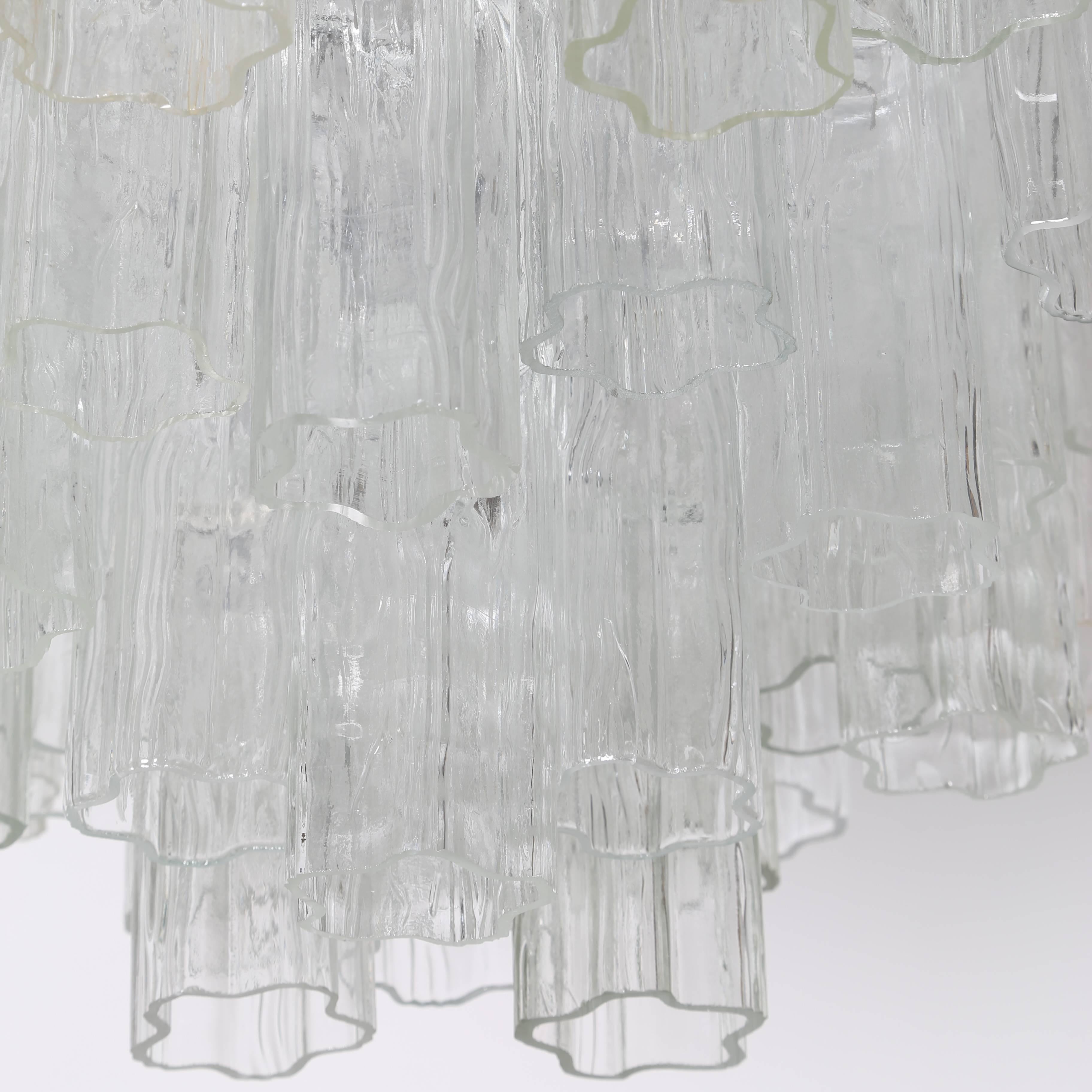 Blown Glass Large Murano Glass Tronchi Chandelier by Camer, Circa 1970s