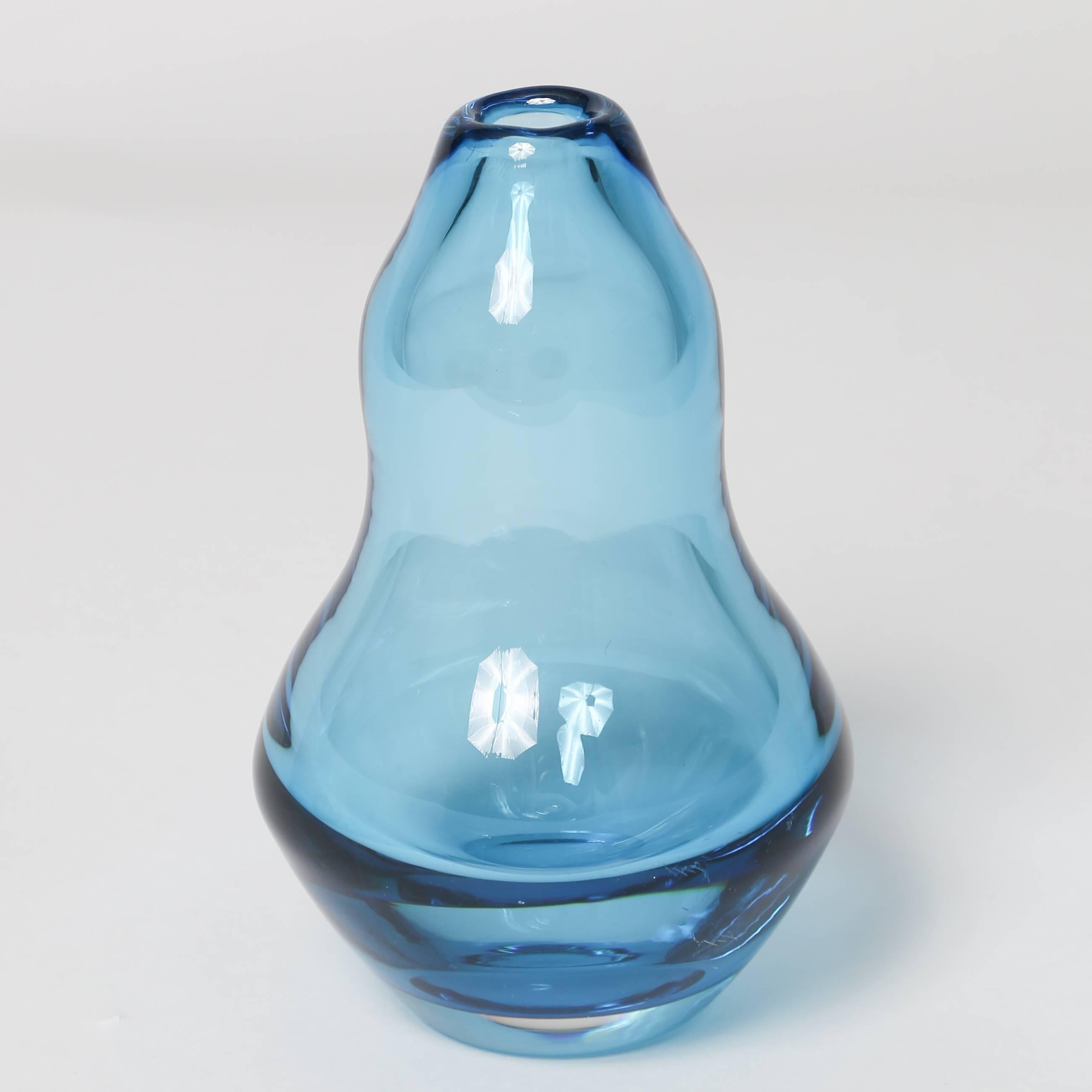 orrefors blue glass vase