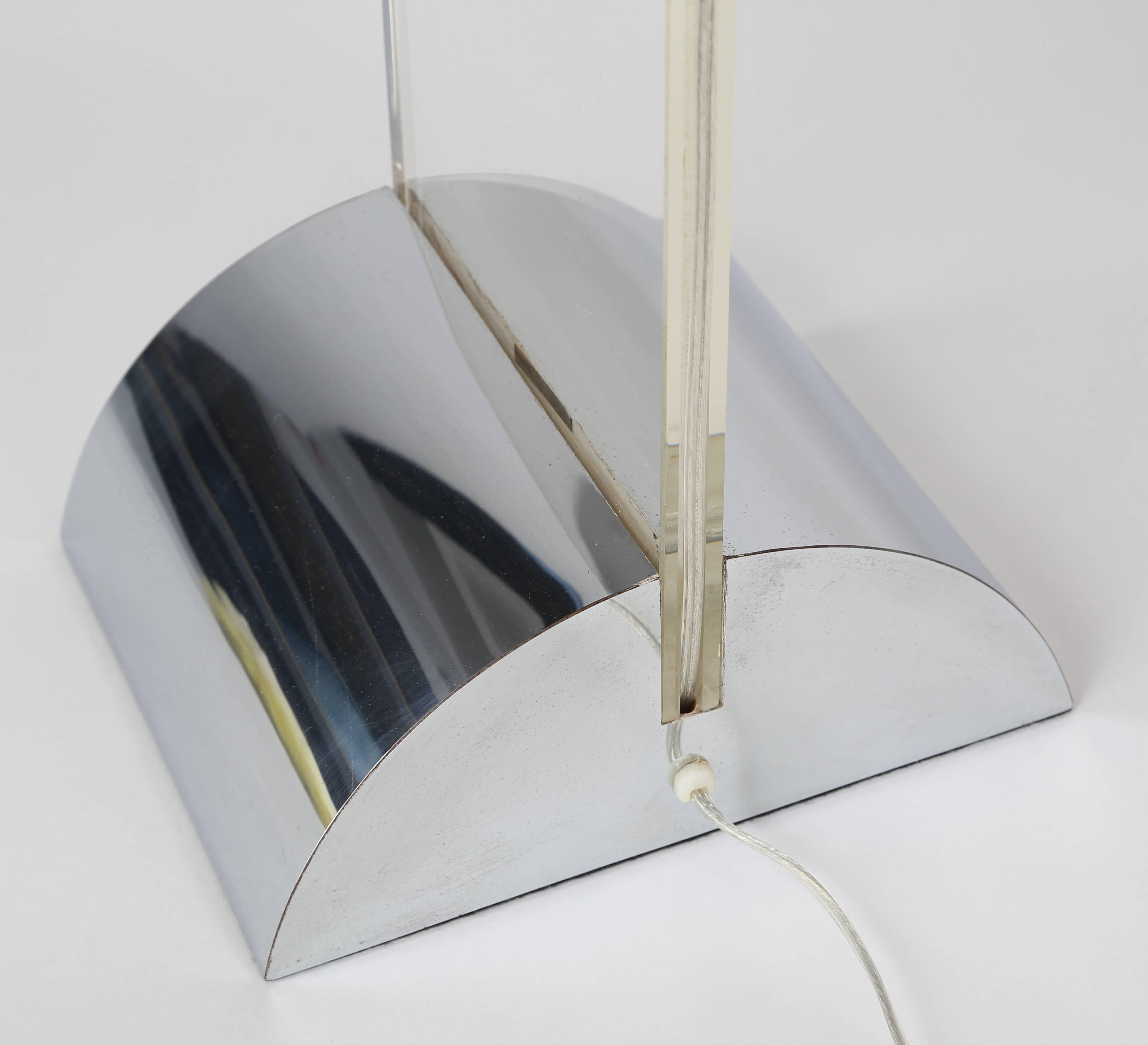 George Kovacs Polished Chrome and Lucite Table Lamp, Circa 1970s For Sale 1