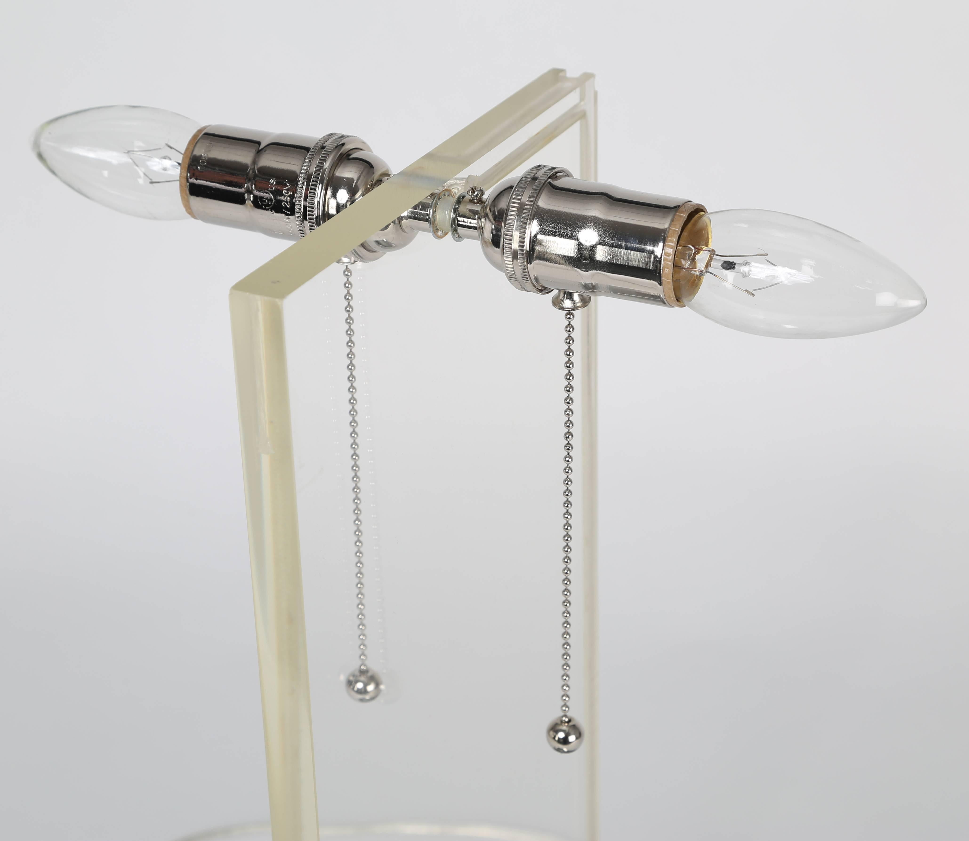George Kovacs Polished Chrome and Lucite Table Lamp, Circa 1970s For Sale 2