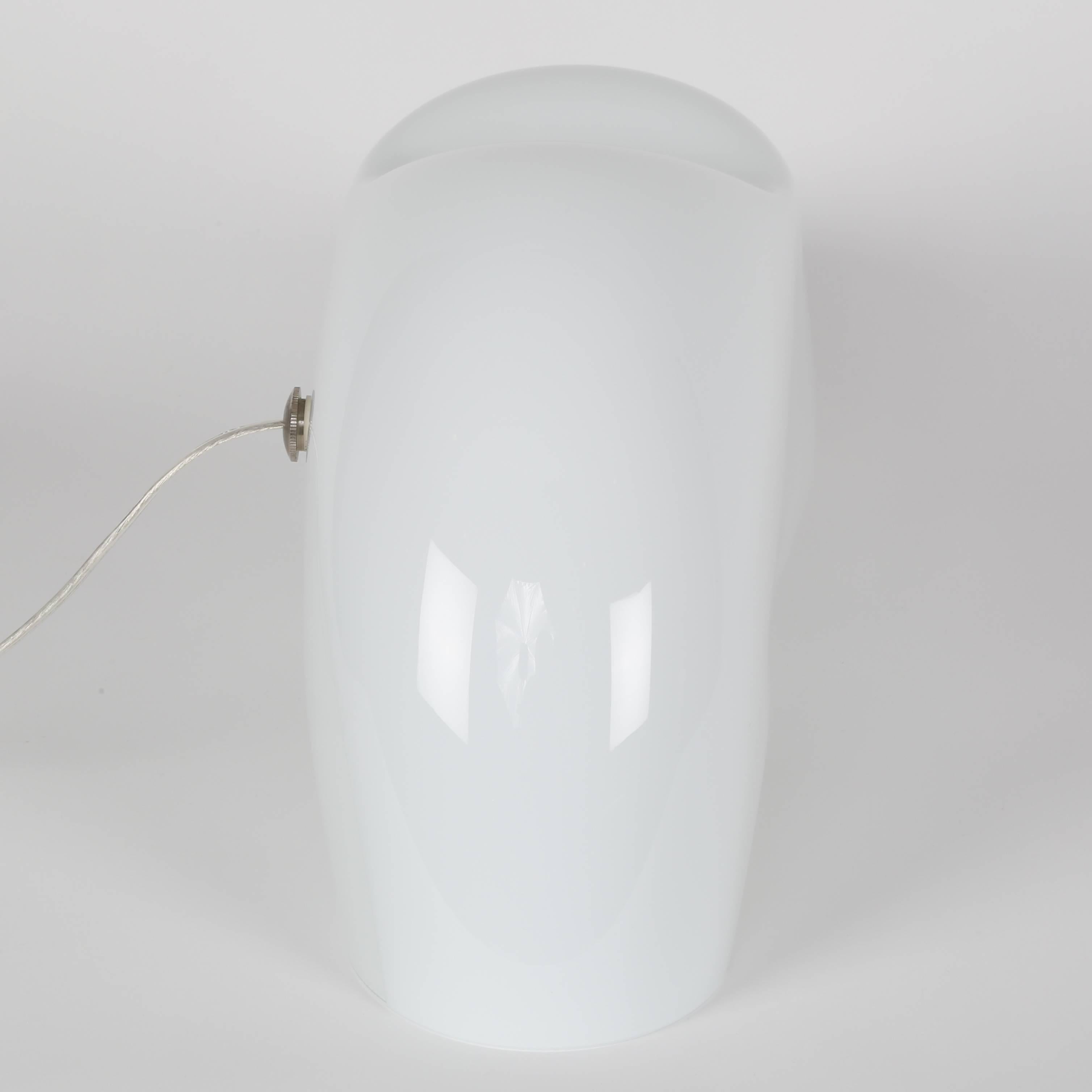 Italian Gino Vistosi White and Gray Murano Glass Table Lamp, circa 1970s For Sale