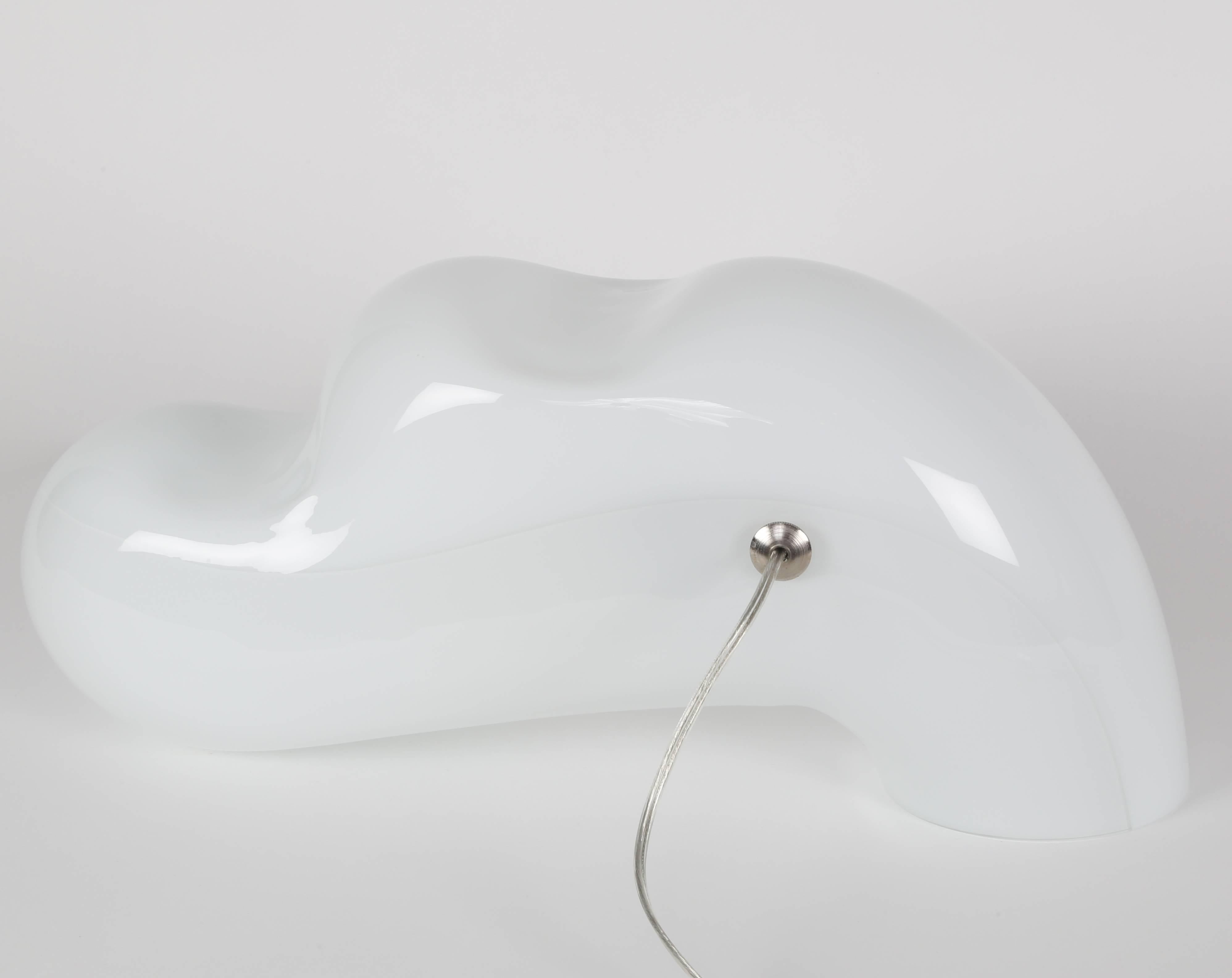 Late 20th Century Gino Vistosi White and Gray Murano Glass Table Lamp, circa 1970s For Sale
