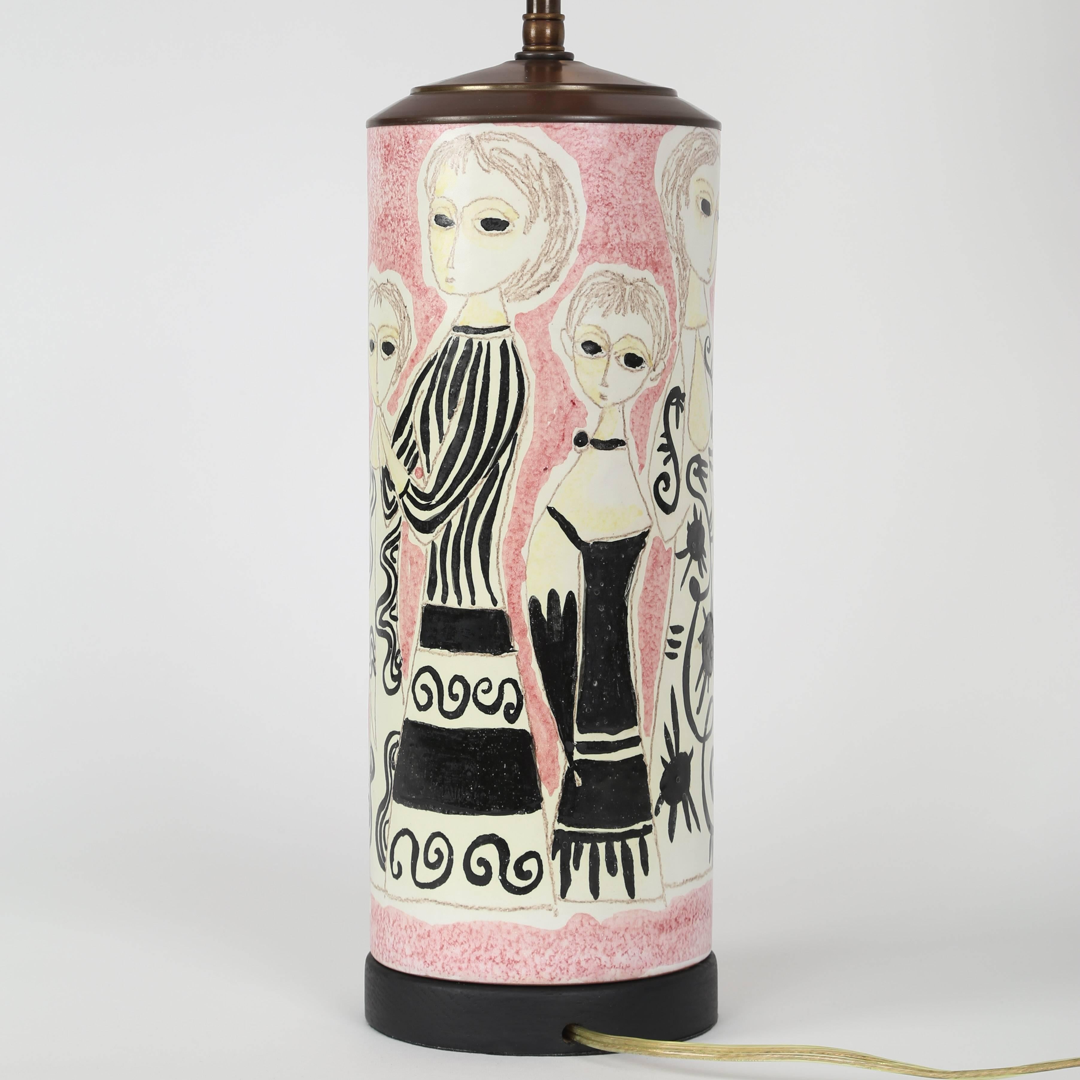 Partykleid-Tischlampe aus Keramik von Marcello Fantoni, ca. 1960er Jahre (Glasiert)
