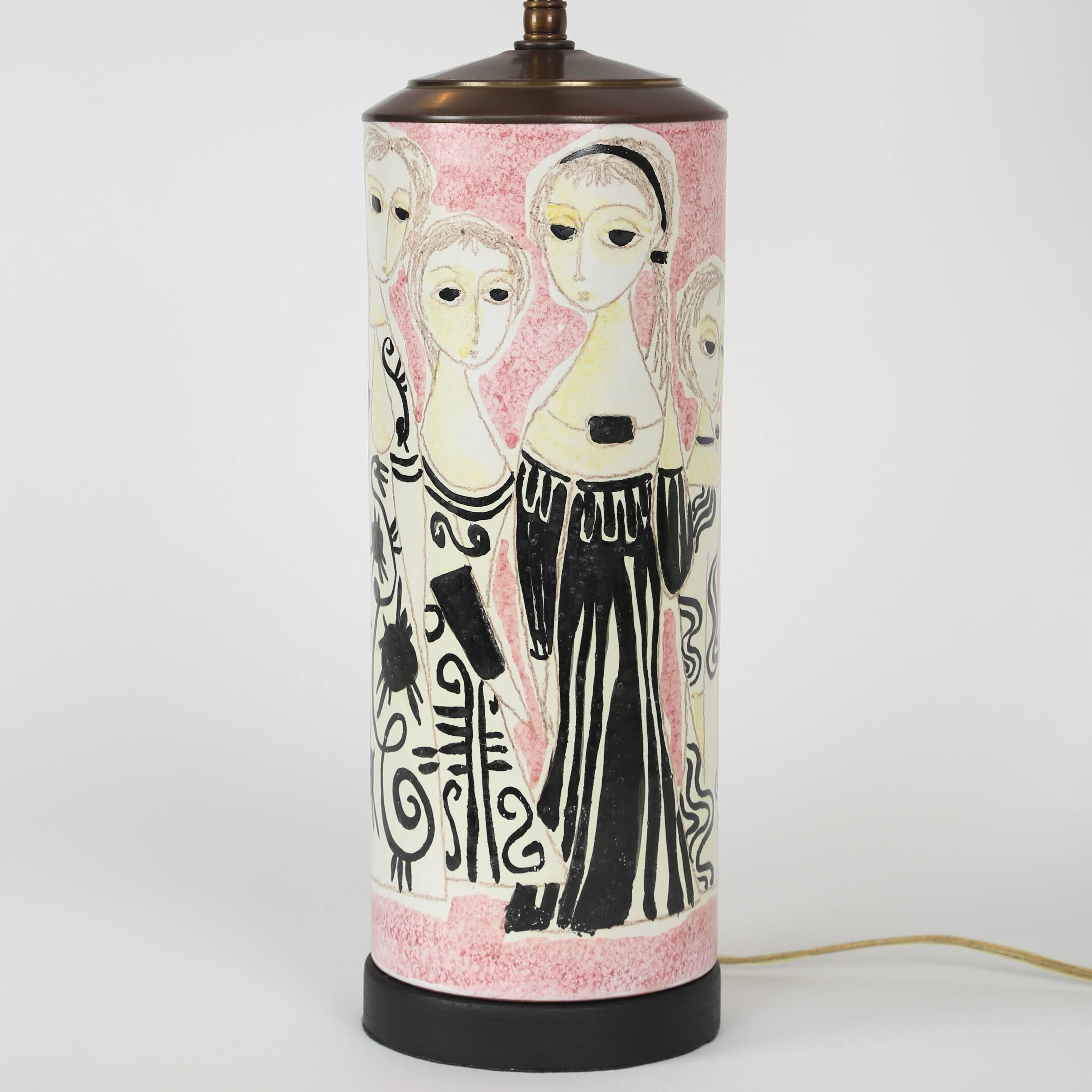 Italian Party Dress Ceramic Table Lamp by Marcello Fantoni, Circa 1960s