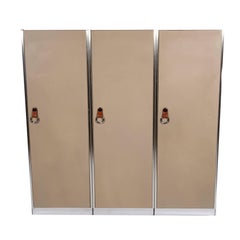 Three 1970s Leather-Clad Wardrobe Cabinets by Guido Faleschini for Pace