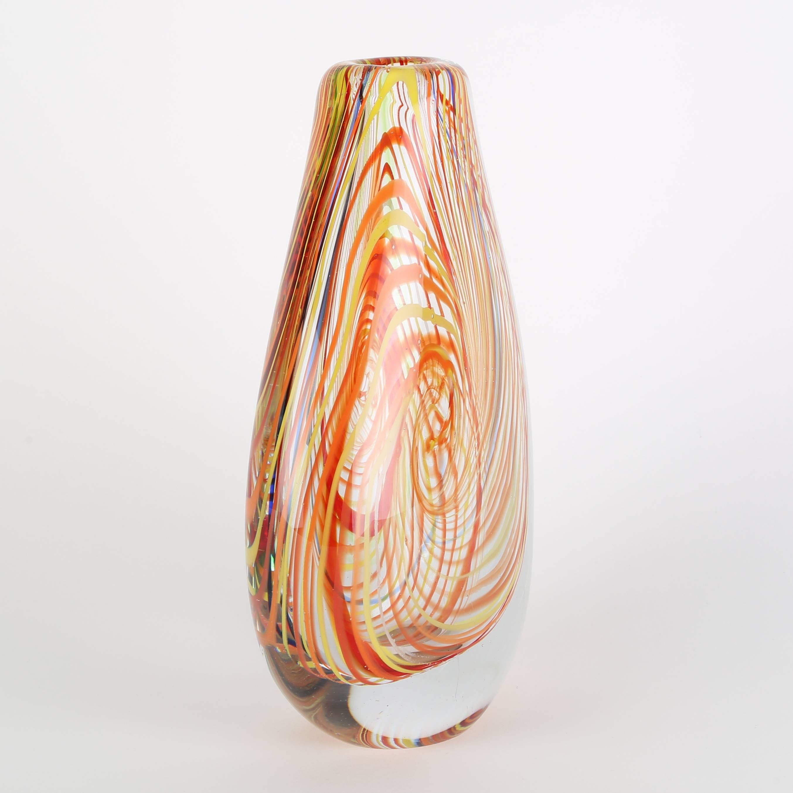 orange art glass vase