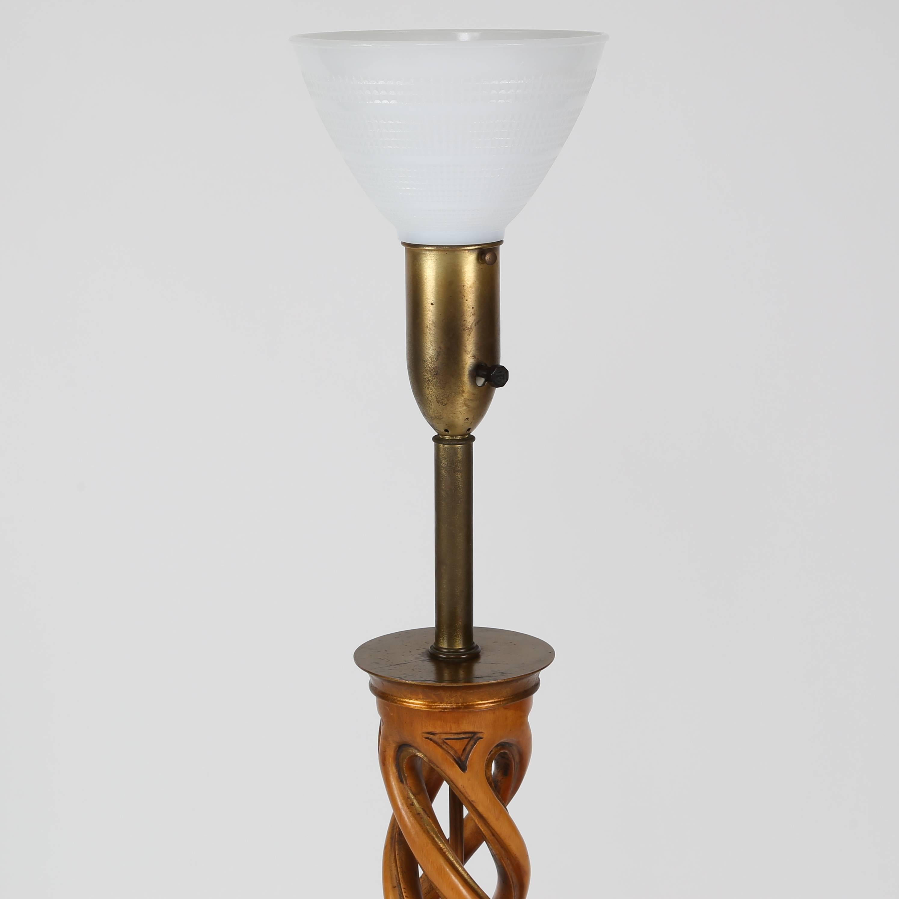 Gilt Frederick Cooper Studios Carved Helix Table Lamp, Circa 1950s For Sale