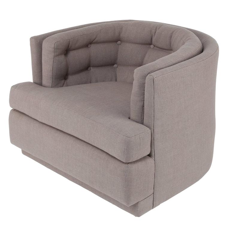 1970s Tufted Barrel Swivel Lounge Chair at 1stDibs