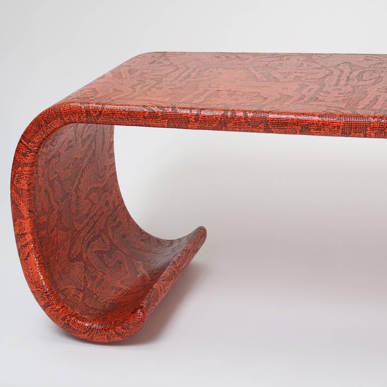 1970s Karl Springer LacqueredLinen Coffee Table at 1stDibs