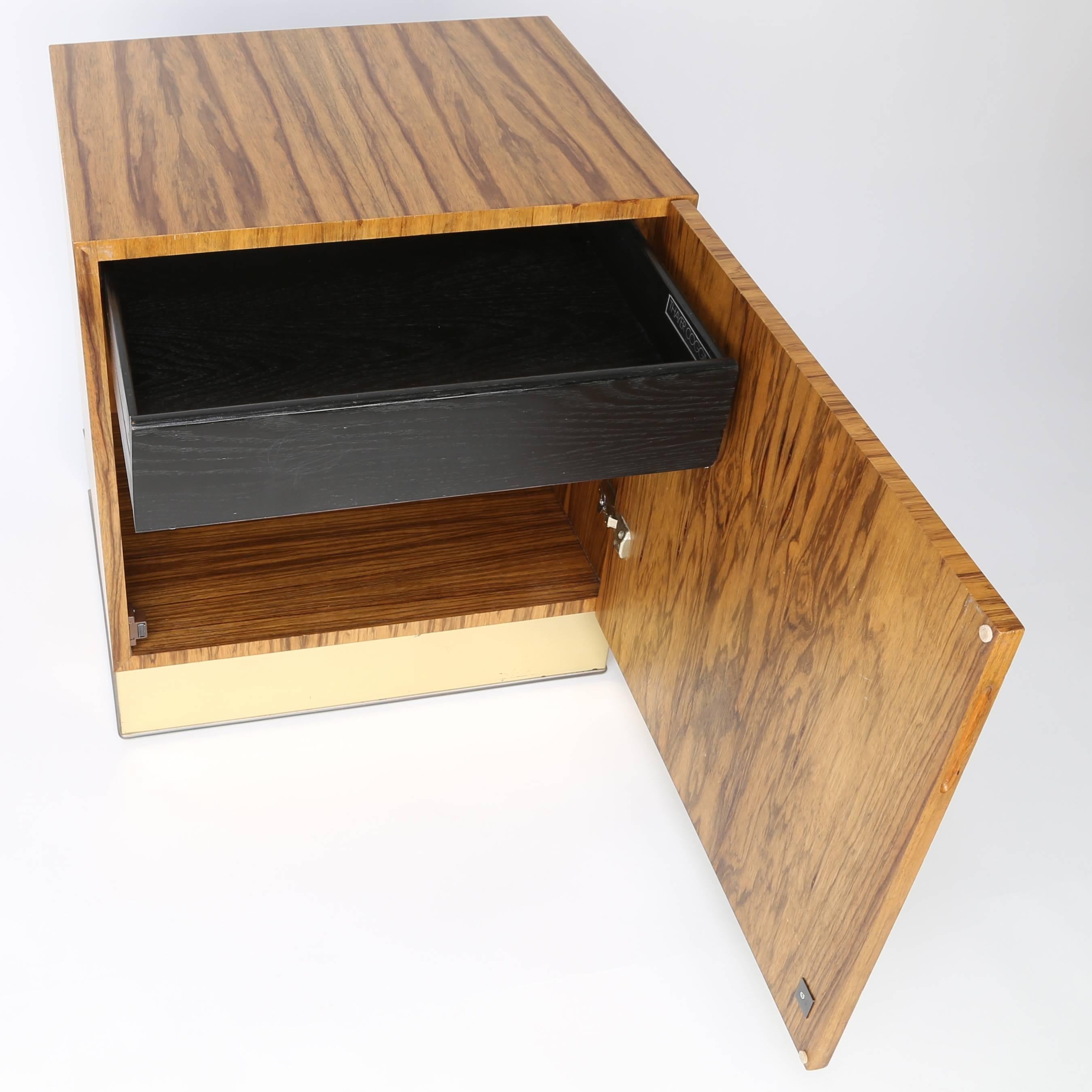 Late 20th Century Milo Baughman Rosewood and Brass Nightstand or End Table, Circa 1970s