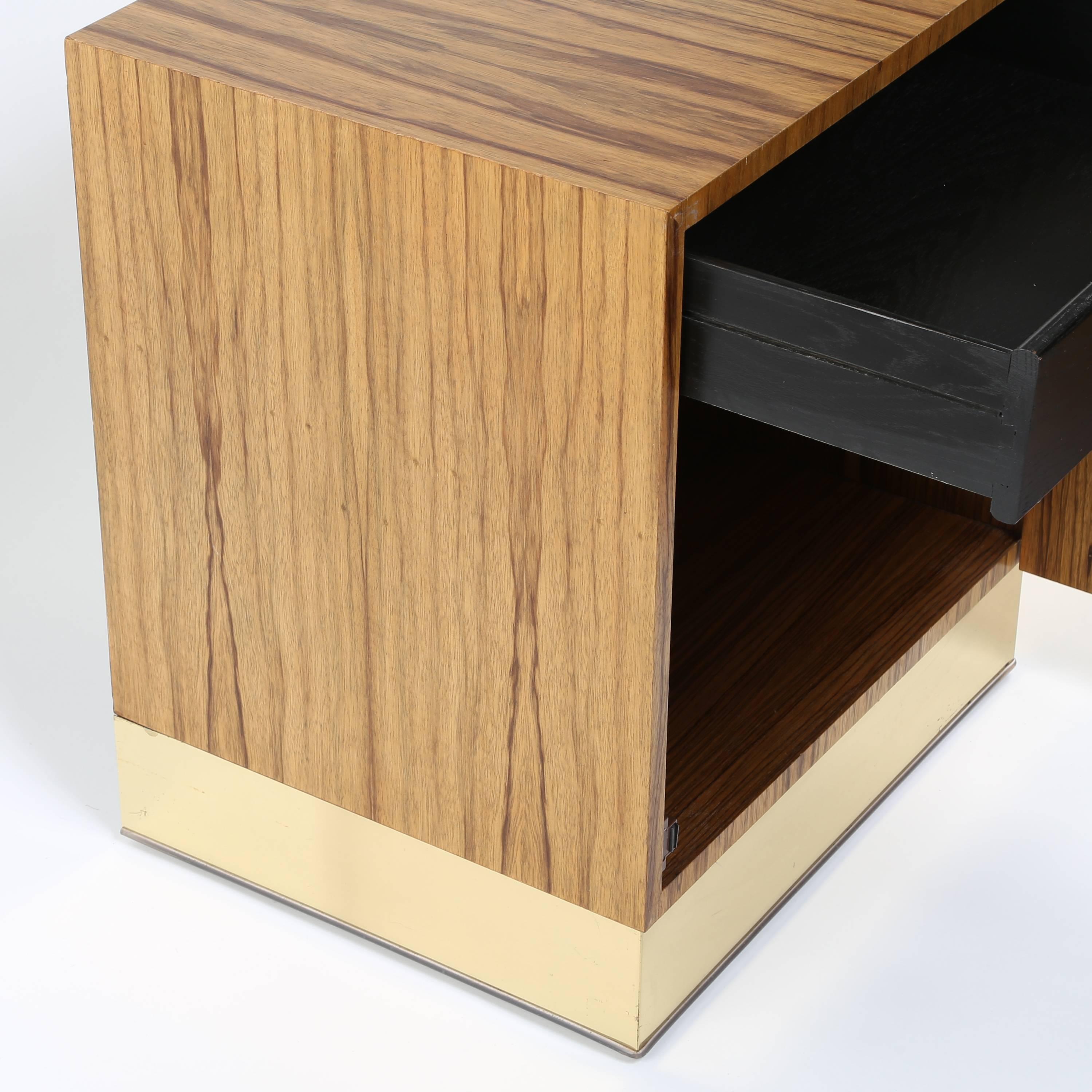 Milo Baughman Rosewood and Brass Nightstand or End Table, Circa 1970s 1