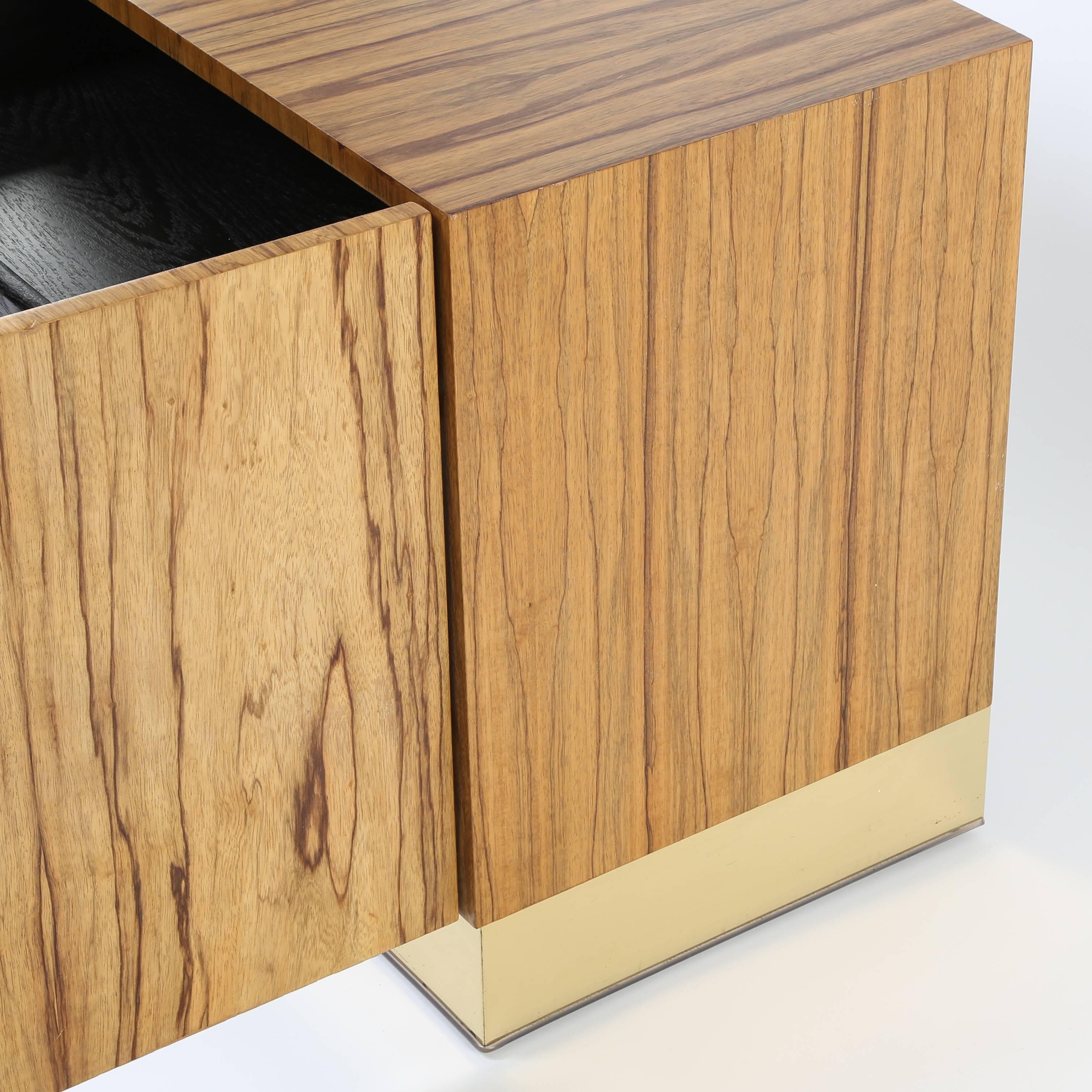 Milo Baughman Rosewood and Brass Nightstand or End Table, Circa 1970s 2