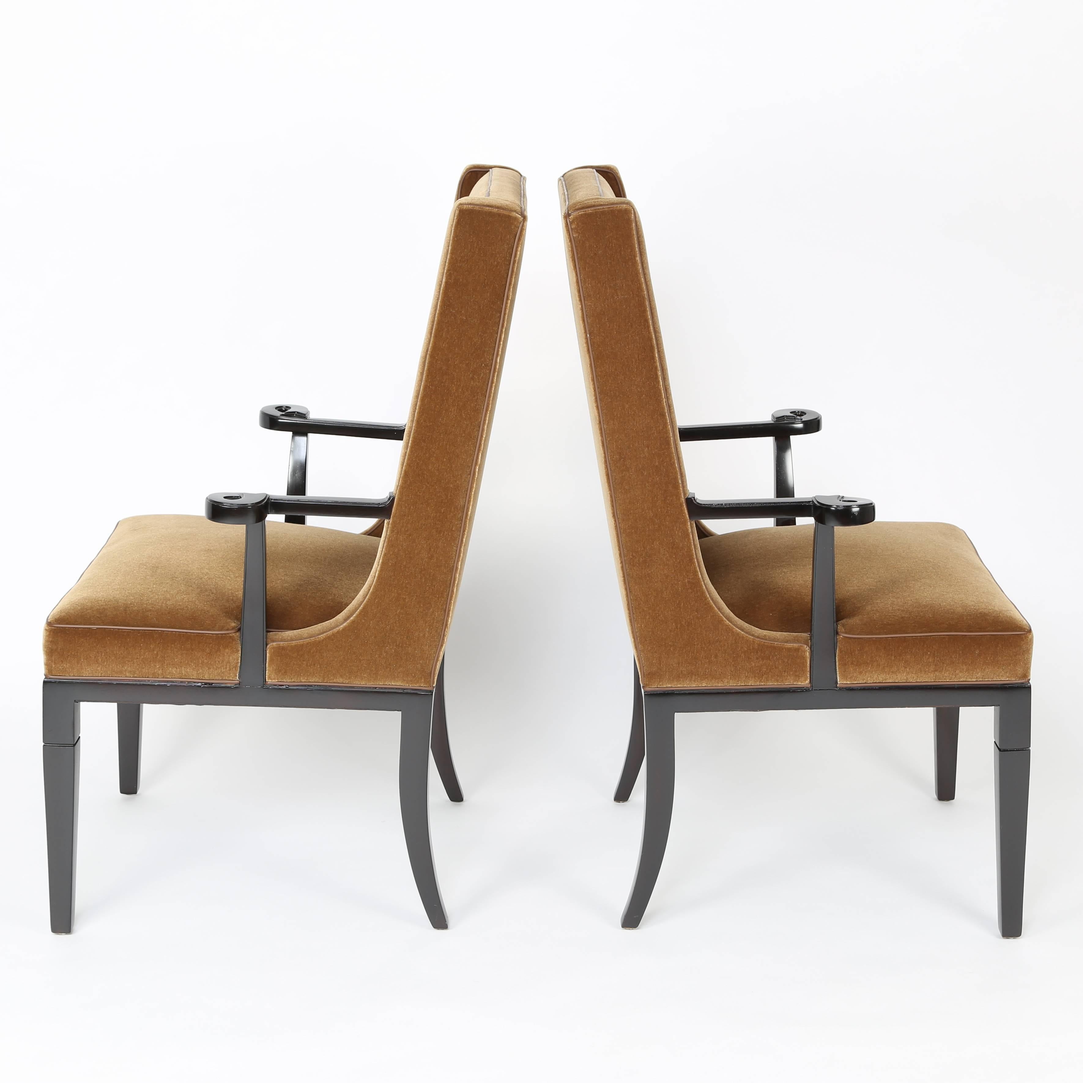 Lacquered Pair of Armchairs by Tommi Parzinger for Charak Modern, circa 1940s For Sale
