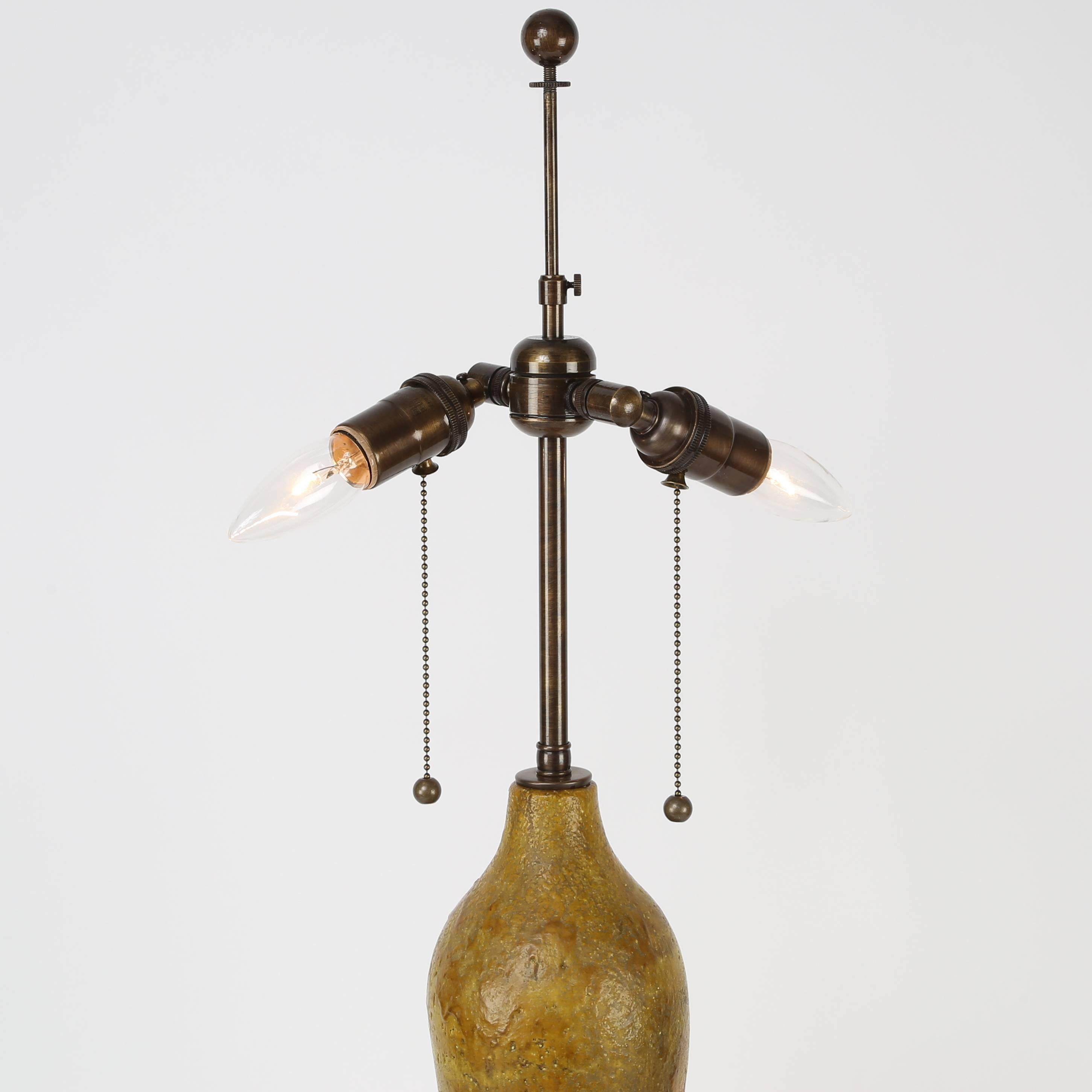 1960s Marcello Fantoni Ceramic Table Lamp In Good Condition For Sale In Brooklyn, NY