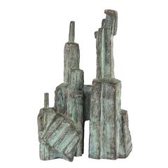Brutalist Bronze Cityscape Sculpture by Folke Truedsson, circa 1970s 6