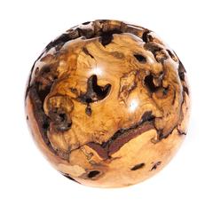 Vintage Carved Burled-Oak Sphere by Jim McLain