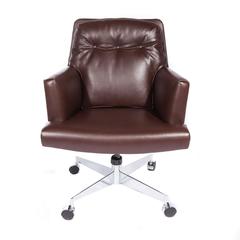 Scandinavian Rosewood And Leather Executive Desk Chair 1960s For Leather And Chrome Executive Swivel Chair By Dunbar Circa 1960s