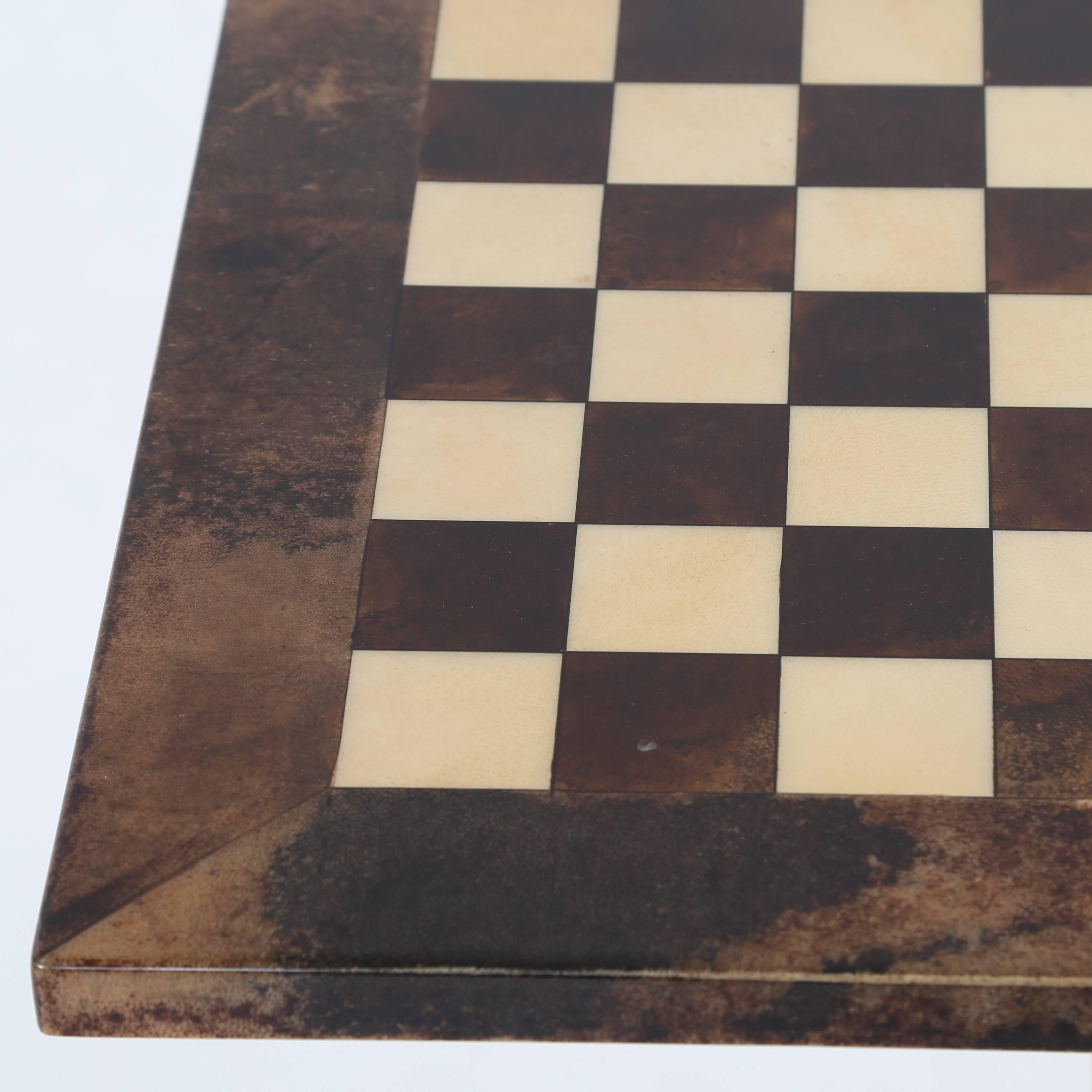1950s Aldo Tura Goatskin Games Table with Brass Base 2