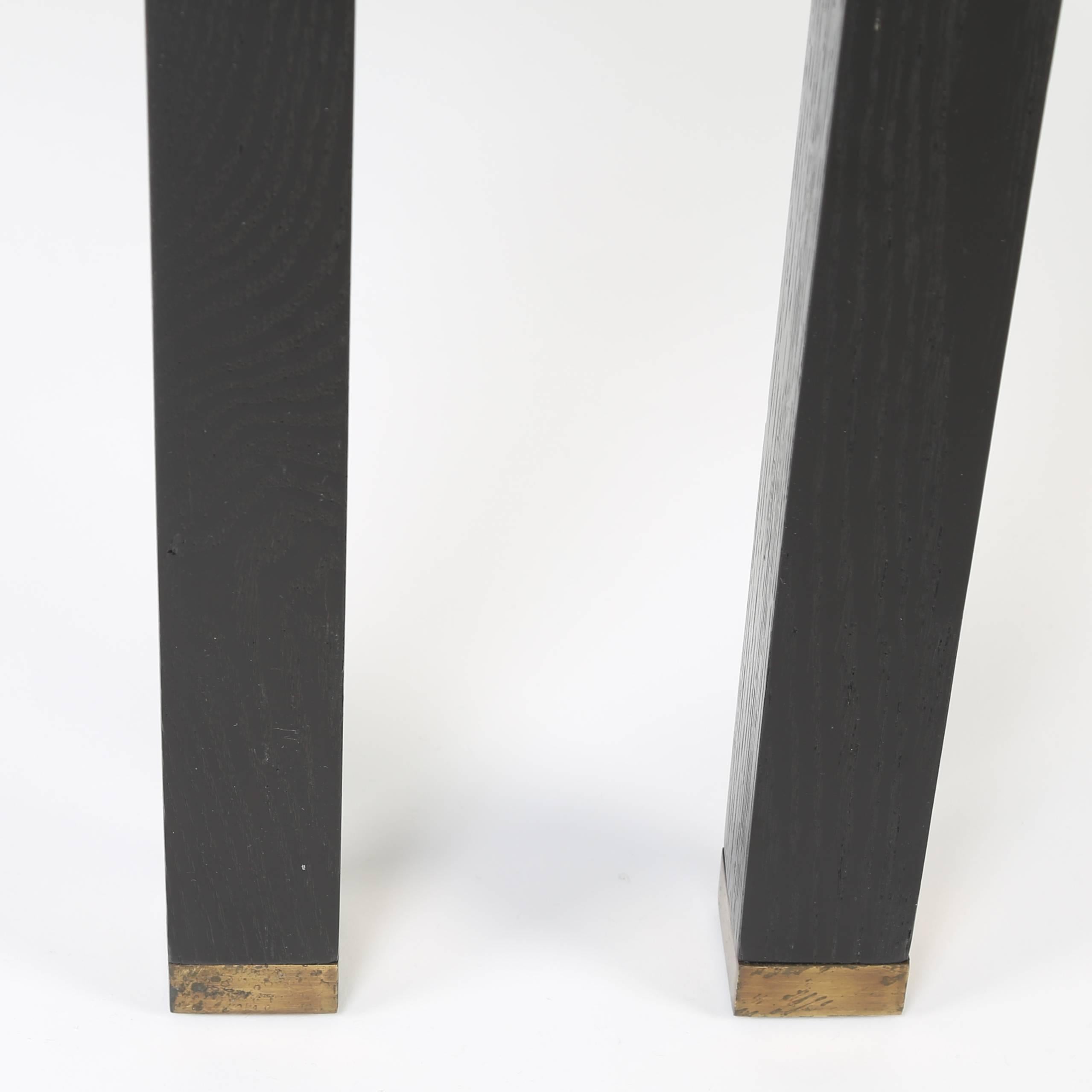 Pair of Patinated-Brass and Dark-Wood Parsons-Style End Tables, circa 1970s 3