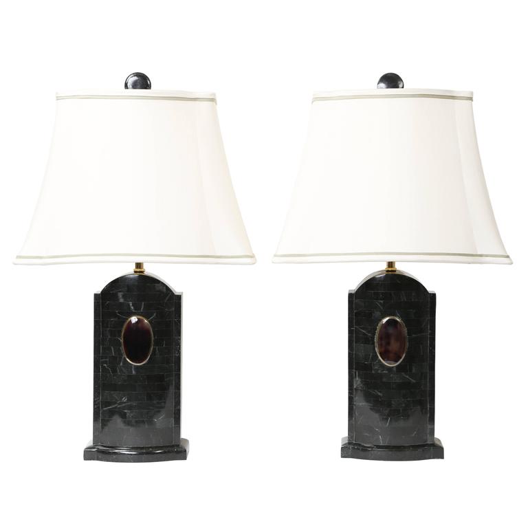 Pair Of Maitland Smith Tesated Stone Lamps Circa 1980s For Pair Of Maitland Smith Tesated Stone Lamps Circa 1980s For
