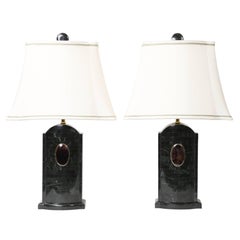 Pair of Maitland Smith Tessellated Stone Lamps, circa 1980s