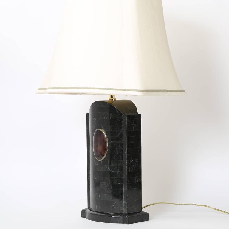 Pair Of Maitland Smith Tesated Stone Lamps Circa 1980s For Pair Of Vintage Maitland Smith Lamps Clad In Dark Green Marble Tiles The Front