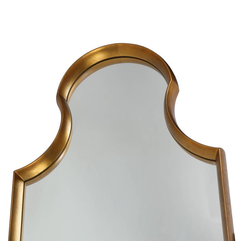 Tall KeyholeShaped Mirror with Gilt Finish, circa 1960s For Sale at