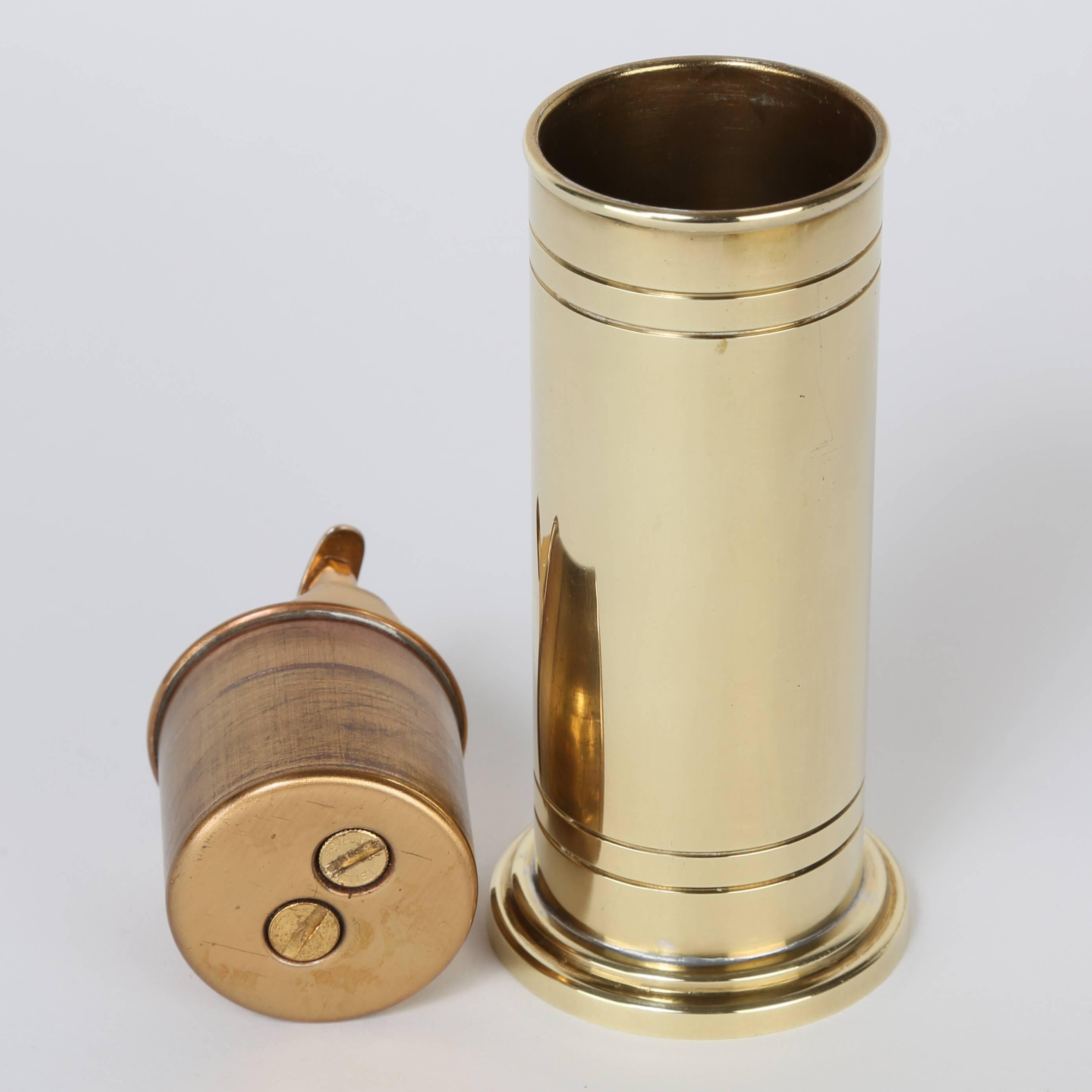 Polished Tommi Parzinger Brass Table Lighter, circa 1950s For Sale