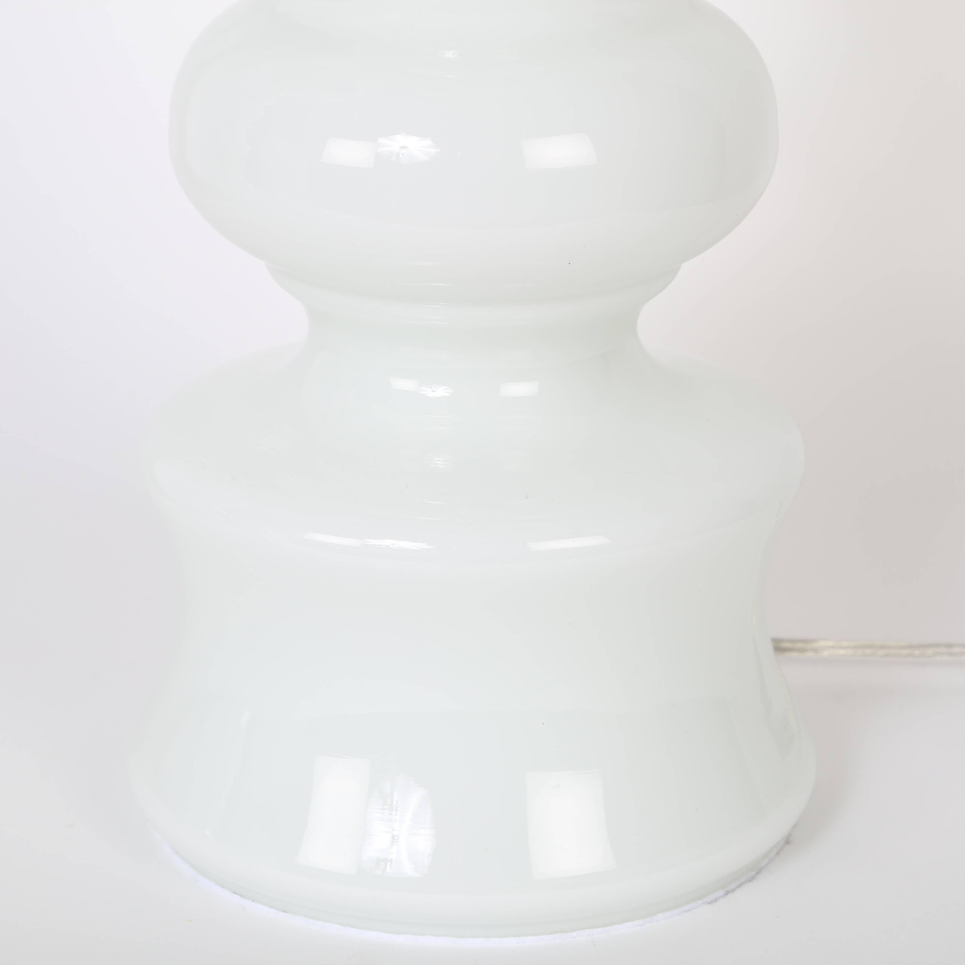 Swedish Tall White Glass Table Lamps by Lindshammar Studio of Sweden, circa 1960s For Sale