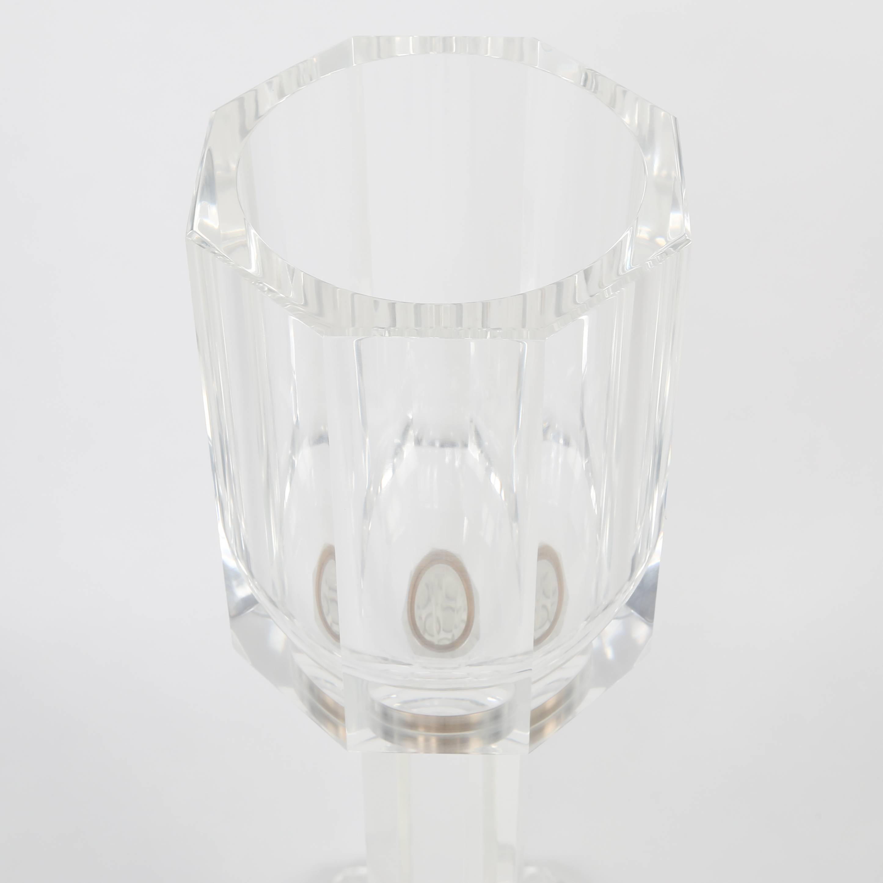 American Heavy Lucite Champagne Bucket on Stand, circa 1970s