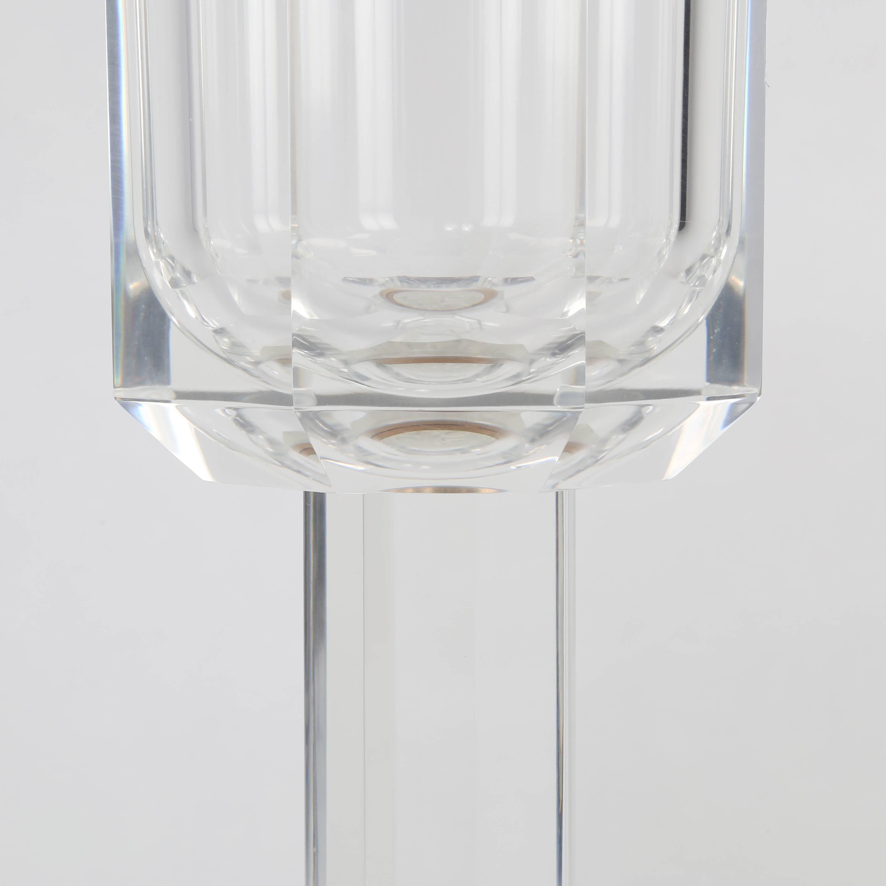 Late 20th Century Heavy Lucite Champagne Bucket on Stand, circa 1970s