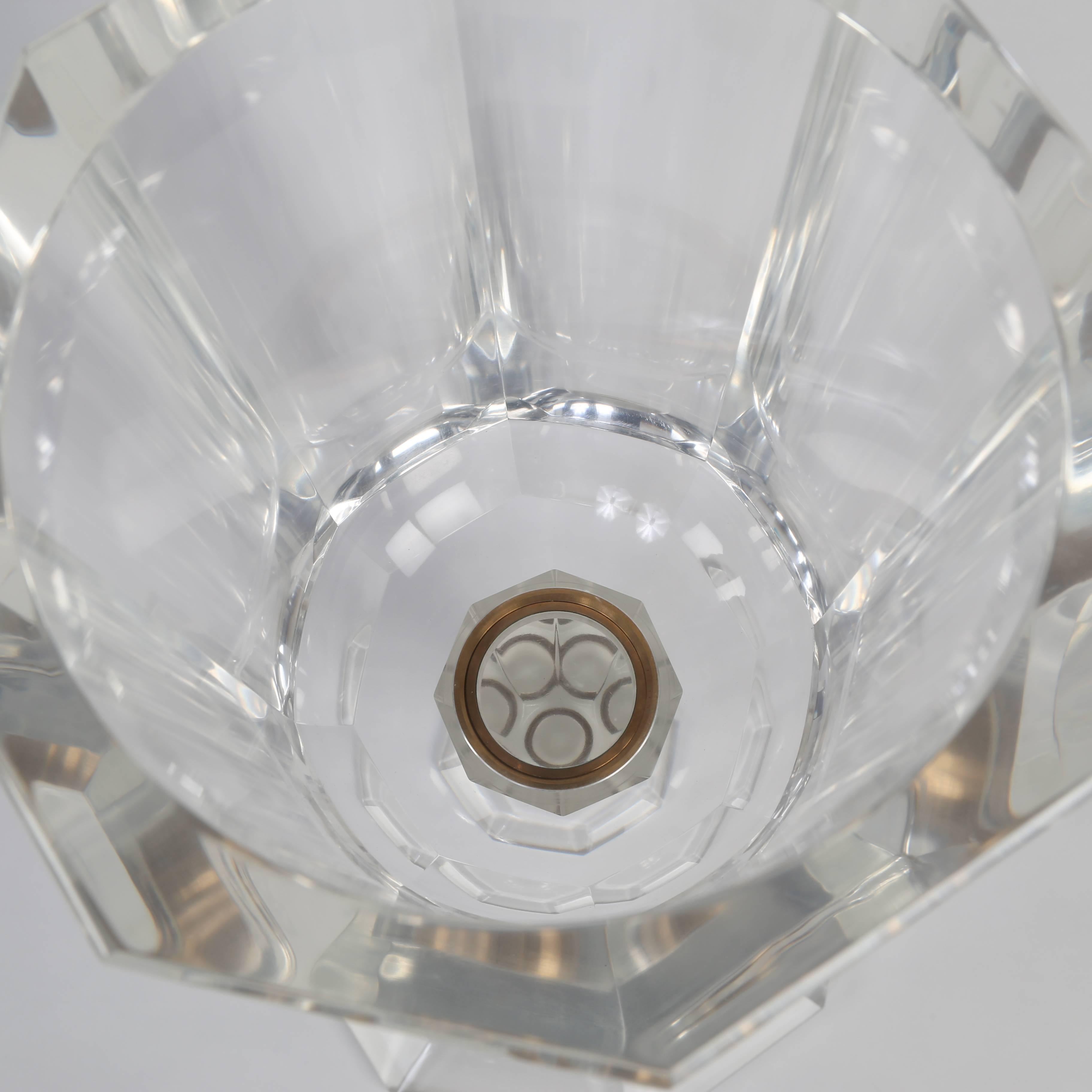Heavy Lucite Champagne Bucket on Stand, circa 1970s 1
