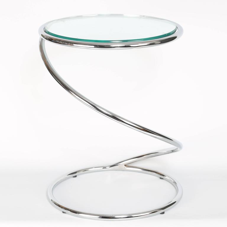 Pace Collection Spring Side Table Circa 1970s For At 1stdibs Fun 1970s Chrome Side Table In The Form Of A Spring By Pace Collection