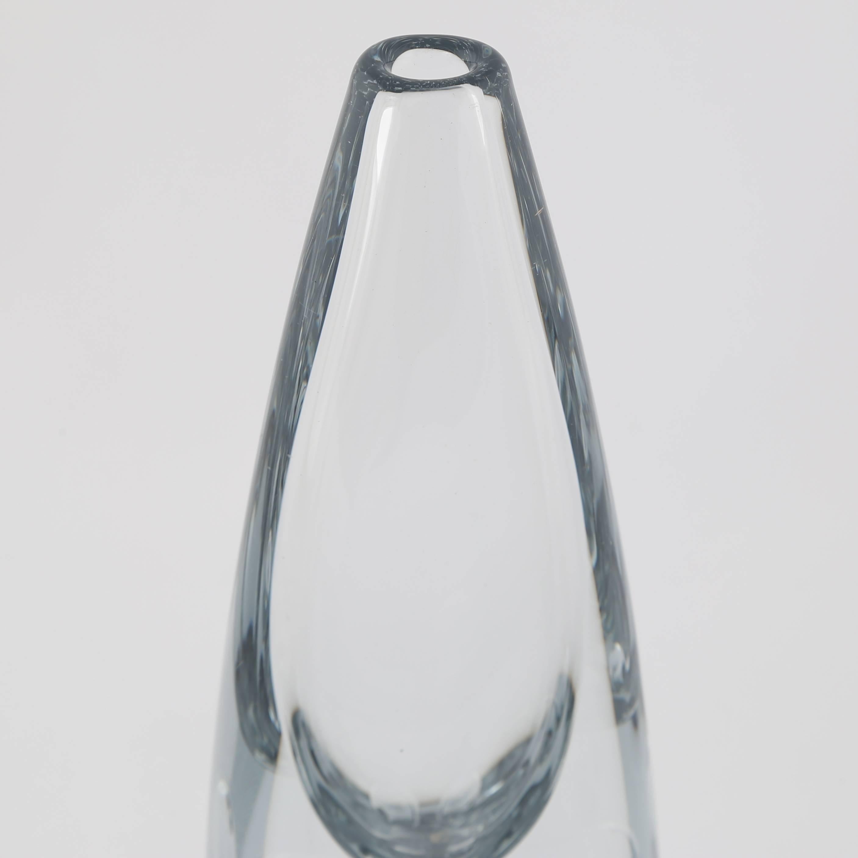 Mid-20th Century Strombergshyttan Glass Vase with Two Bubbles, circa 1950s For Sale