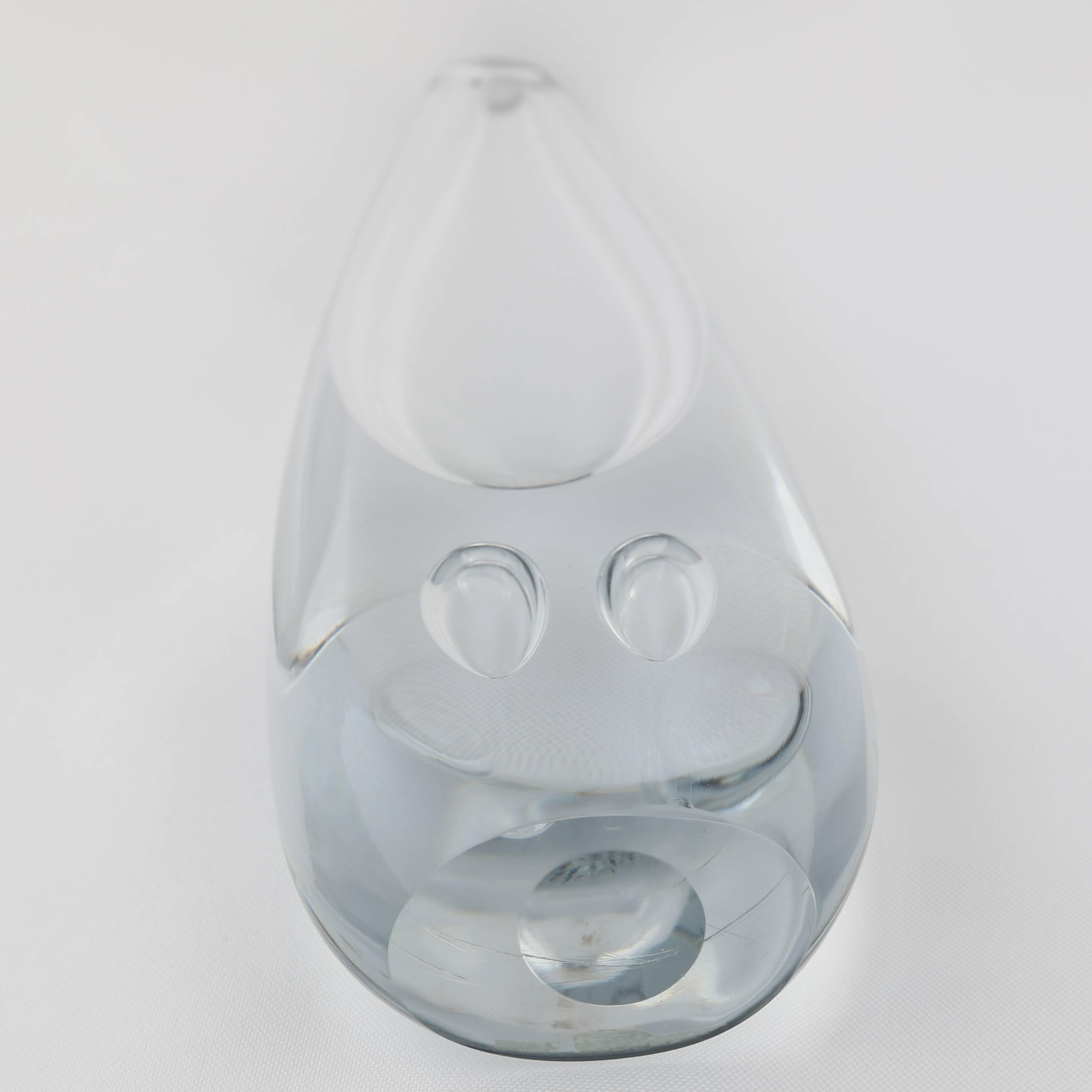Blown Glass Strombergshyttan Glass Vase with Two Bubbles, circa 1950s For Sale