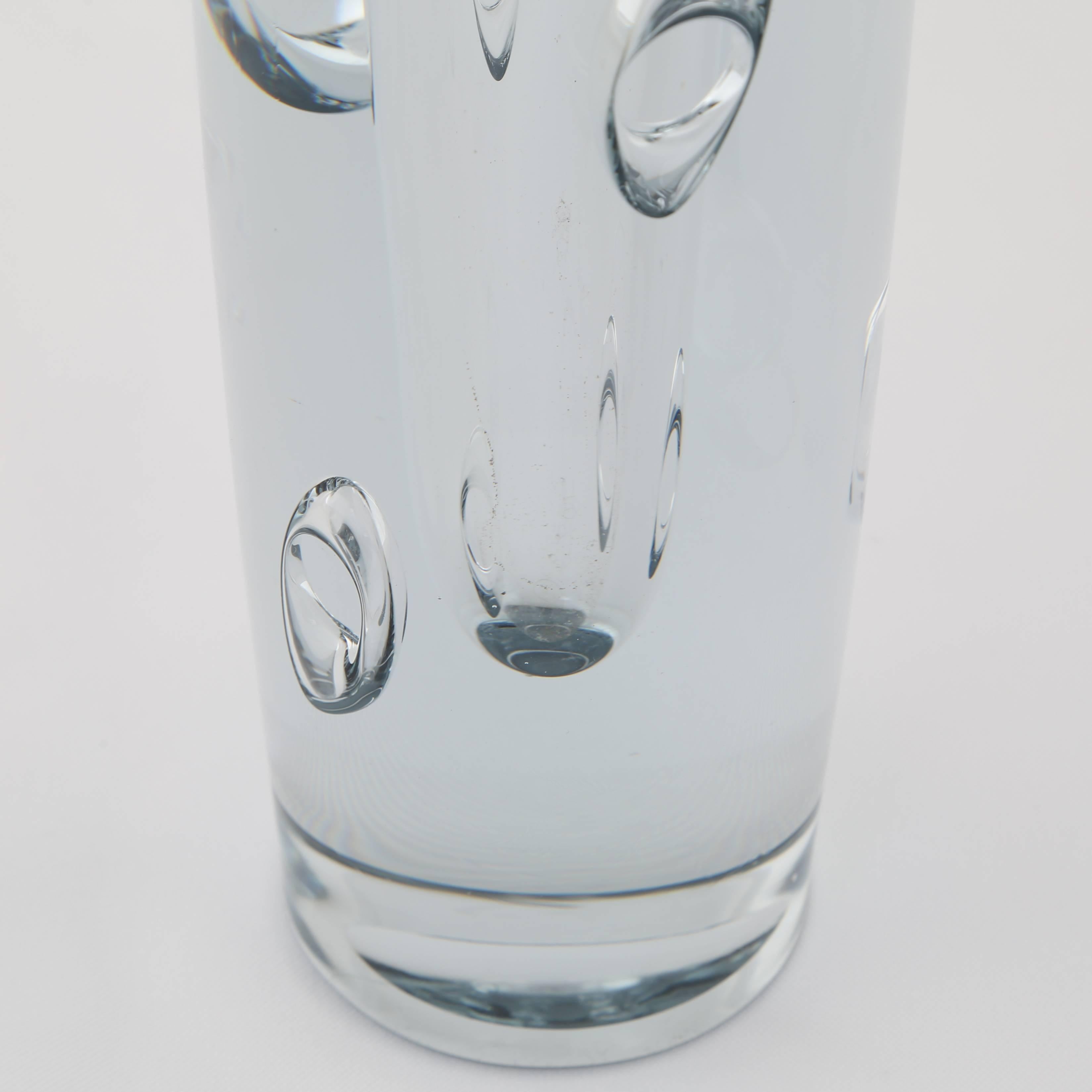 Rare Strombergshyttan Glass Vase with Ring-Shaped Bubbles, circa 1950s For Sale 1