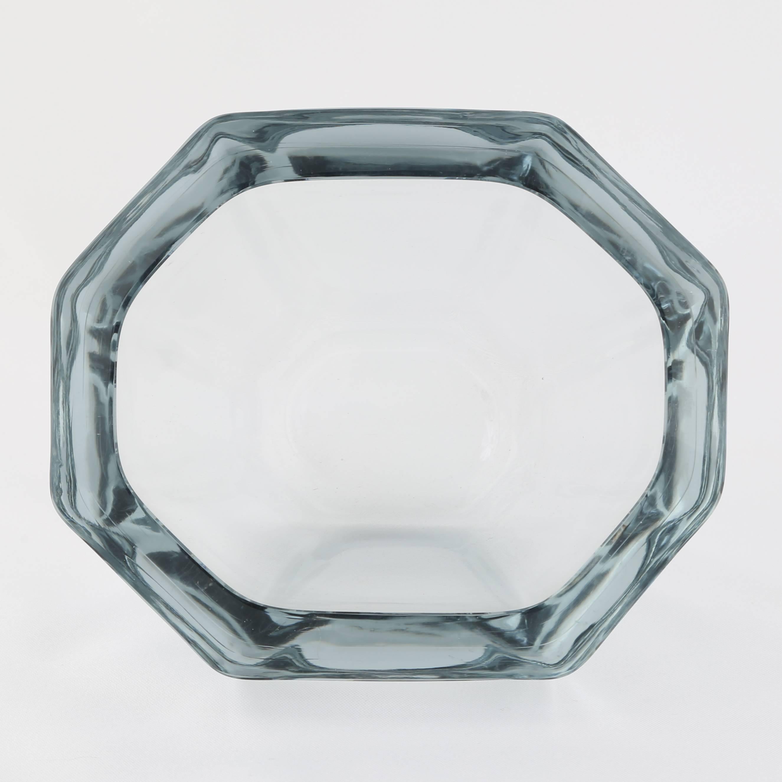 Blown Glass Hexagonal Strombergshyttan Glass Bowl, circa 1950s