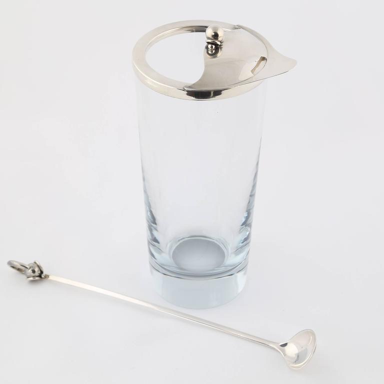 Art Nouveau Cocktail Set by Strombergshyttan Glass with DGH Sterling