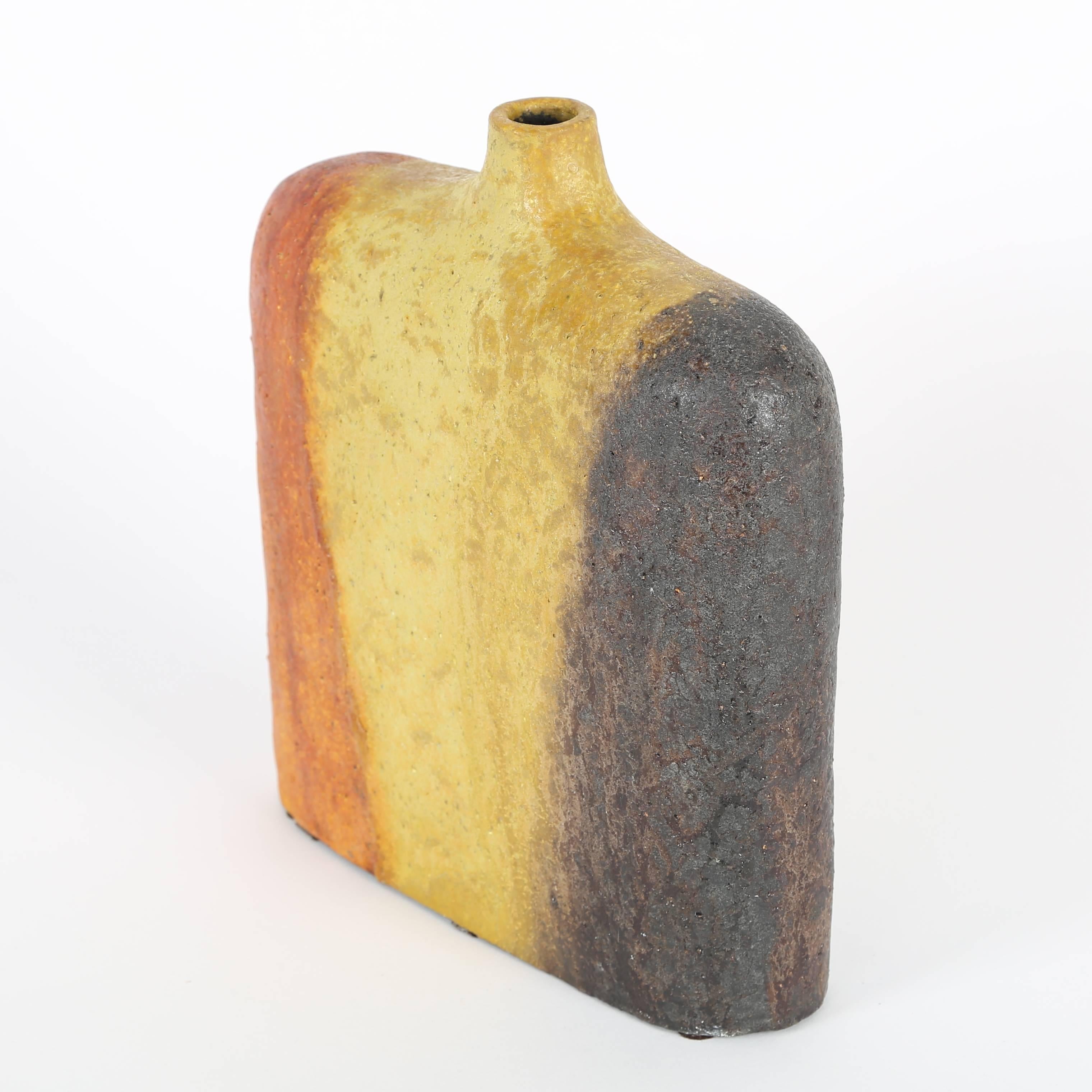 Italian Orange, Yellow and Brown Marcello Fantoni Vase, circa 1960s For Sale
