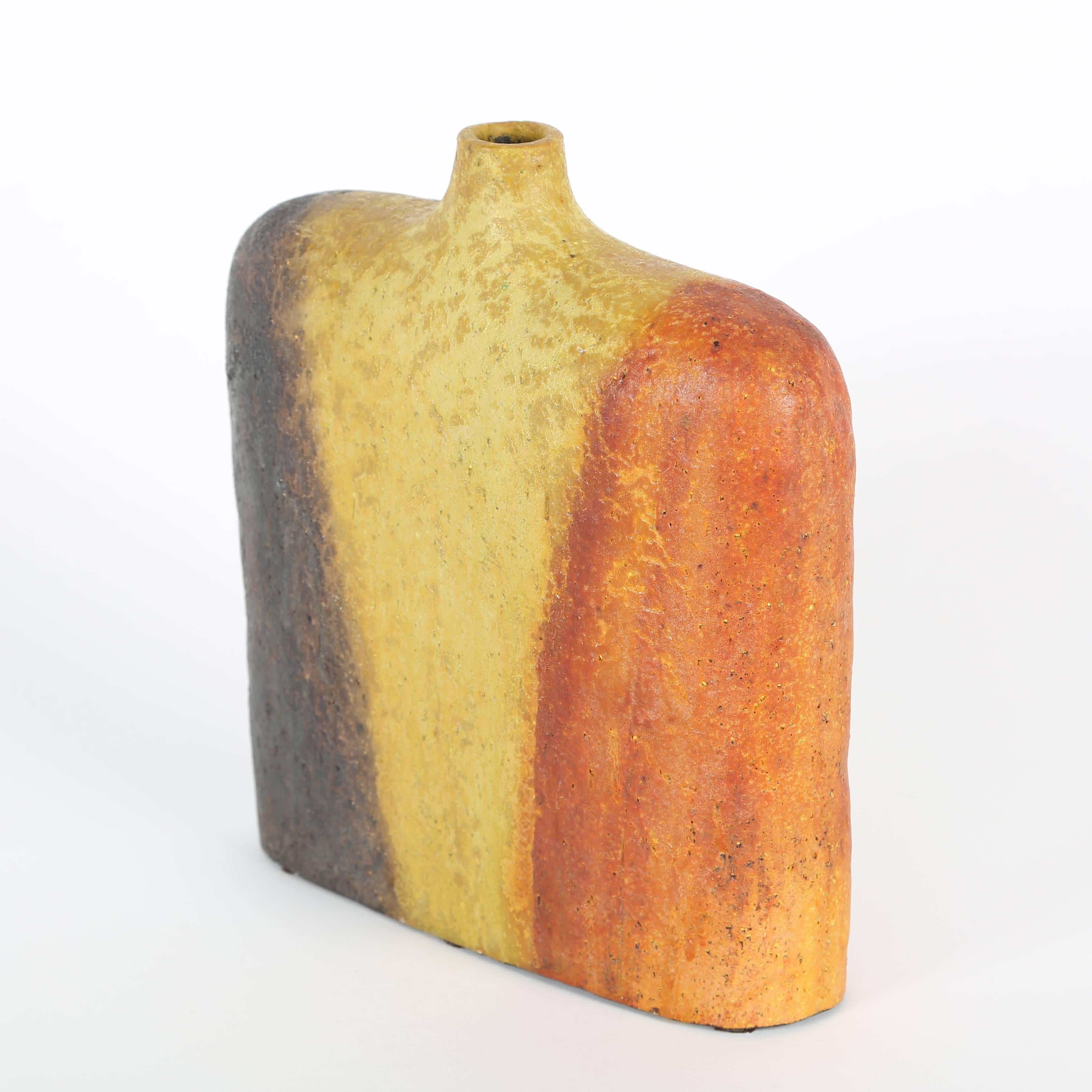 Ceramic Orange, Yellow and Brown Marcello Fantoni Vase, circa 1960s For Sale