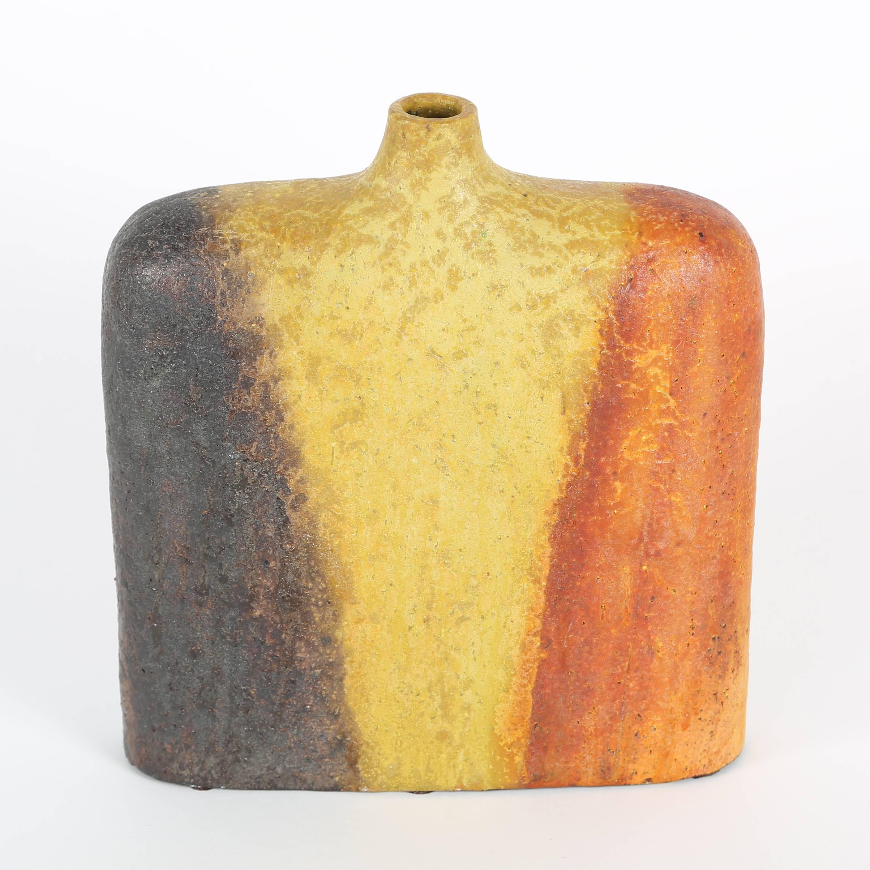 Mid-20th Century Orange, Yellow and Brown Marcello Fantoni Vase, circa 1960s For Sale