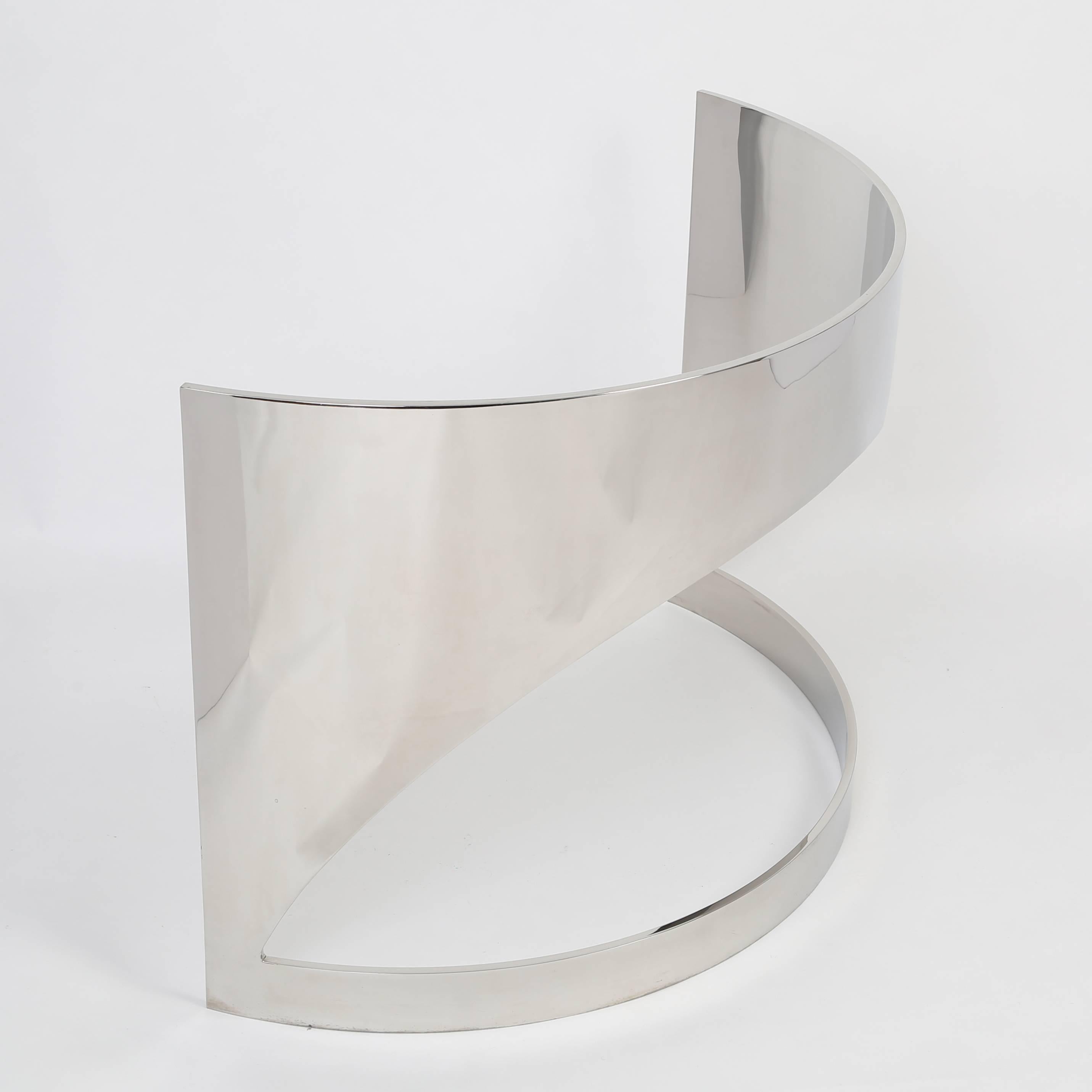 Pair of Polished Steel Demilune Table Bases by Paul M. Jones, circa 1960s 1