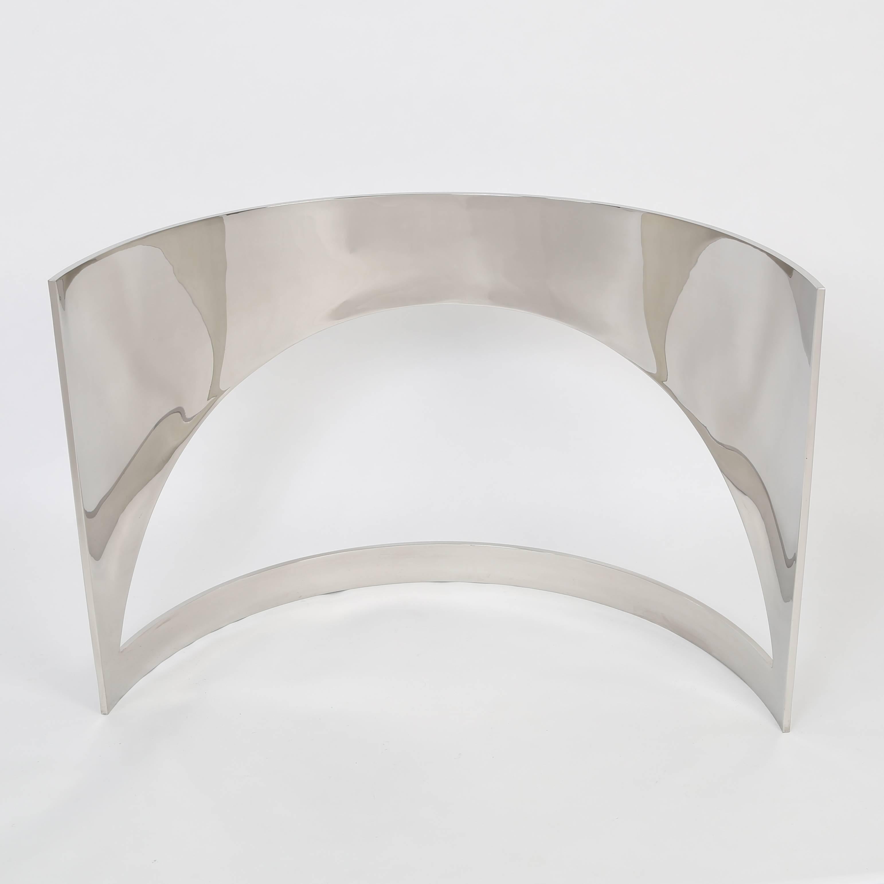 Pair of Polished Steel Demilune Table Bases by Paul M. Jones, circa 1960s 2