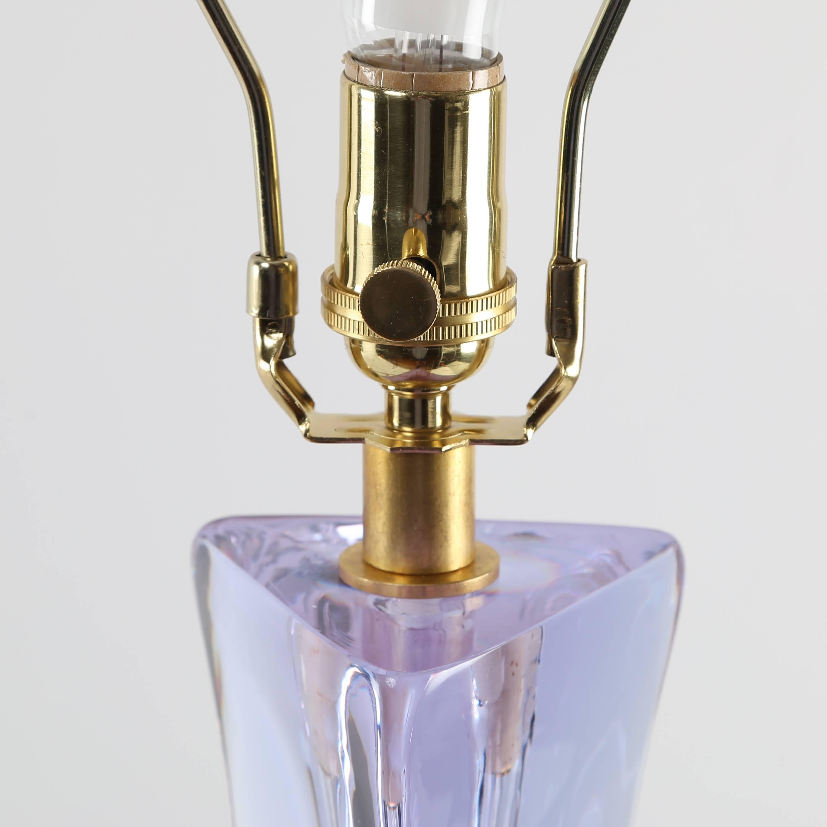 Mid-20th Century Lavender Glass Table Lamp by Cristalleries De Sevres of France, circa 1960s For Sale