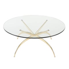 Italian Brass Coffee Table with Arched Legs, circa 1950s