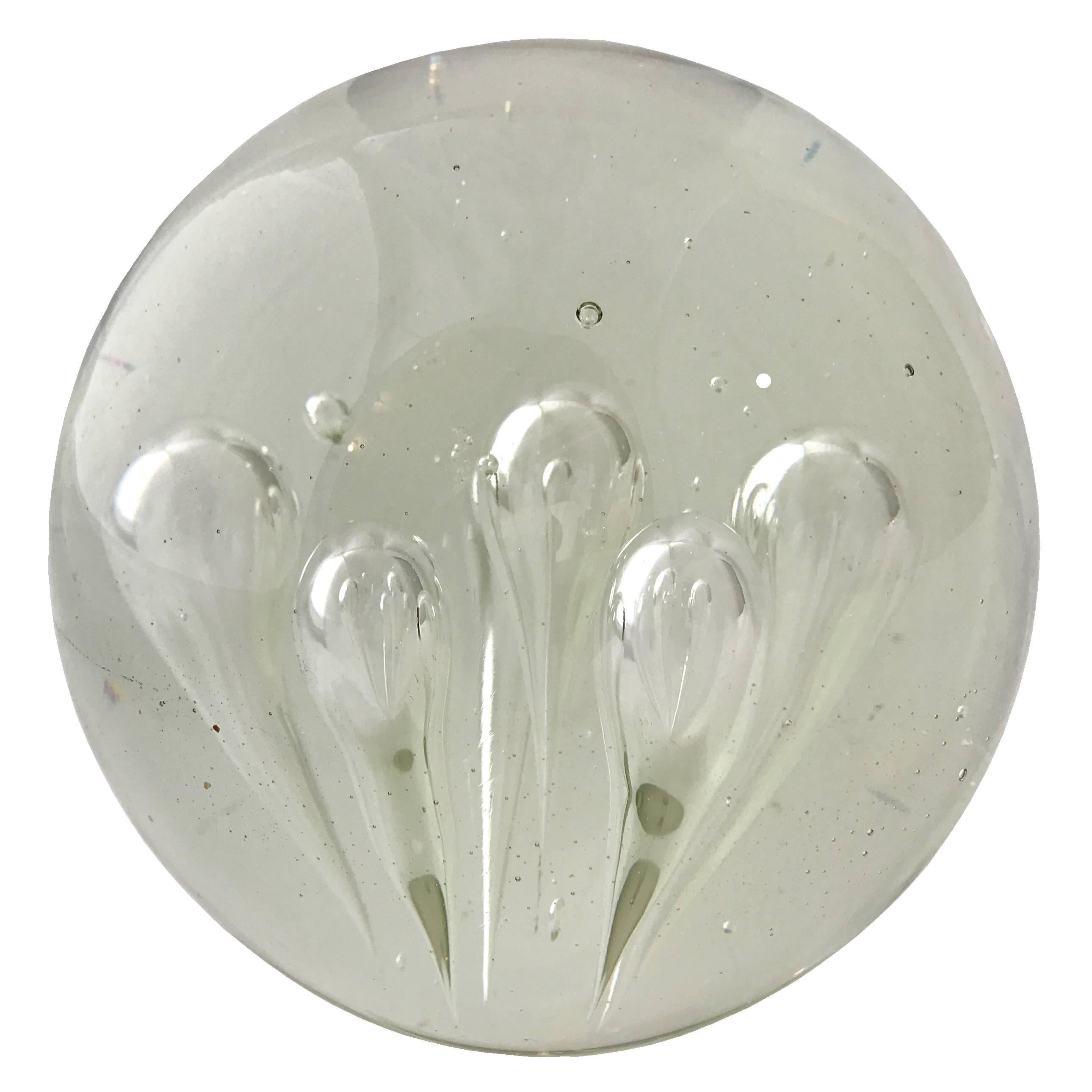 Extra Large Murano Glass Sphere with Six Tapered Bubbles, circa 1970s