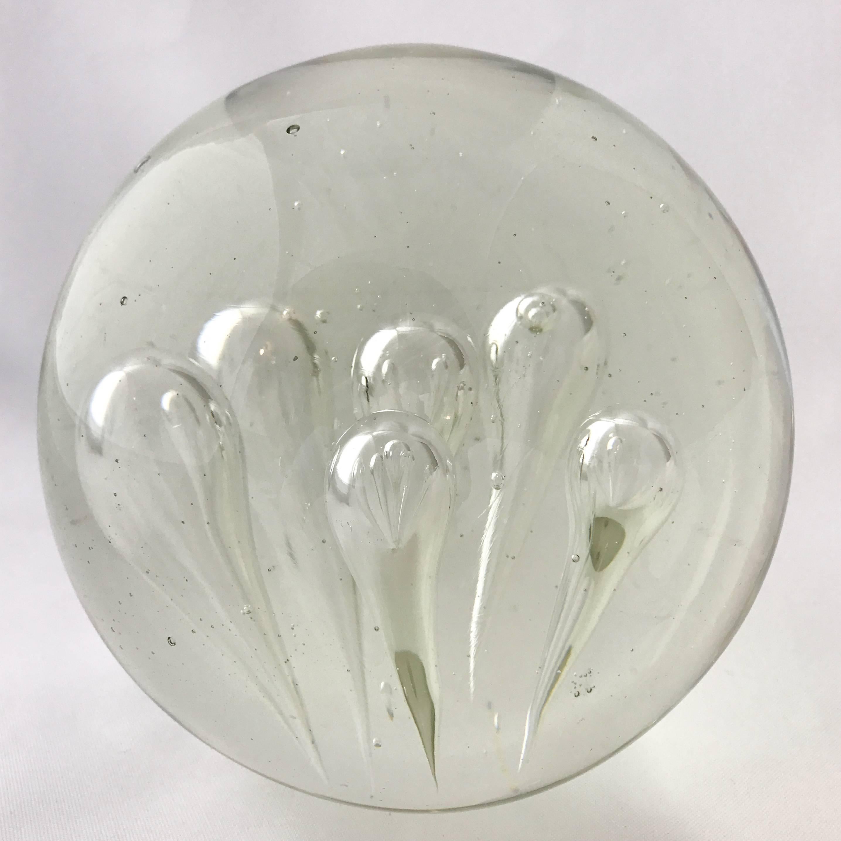 Italian Extra Large Murano Glass Sphere with Six Tapered Bubbles, circa 1970s