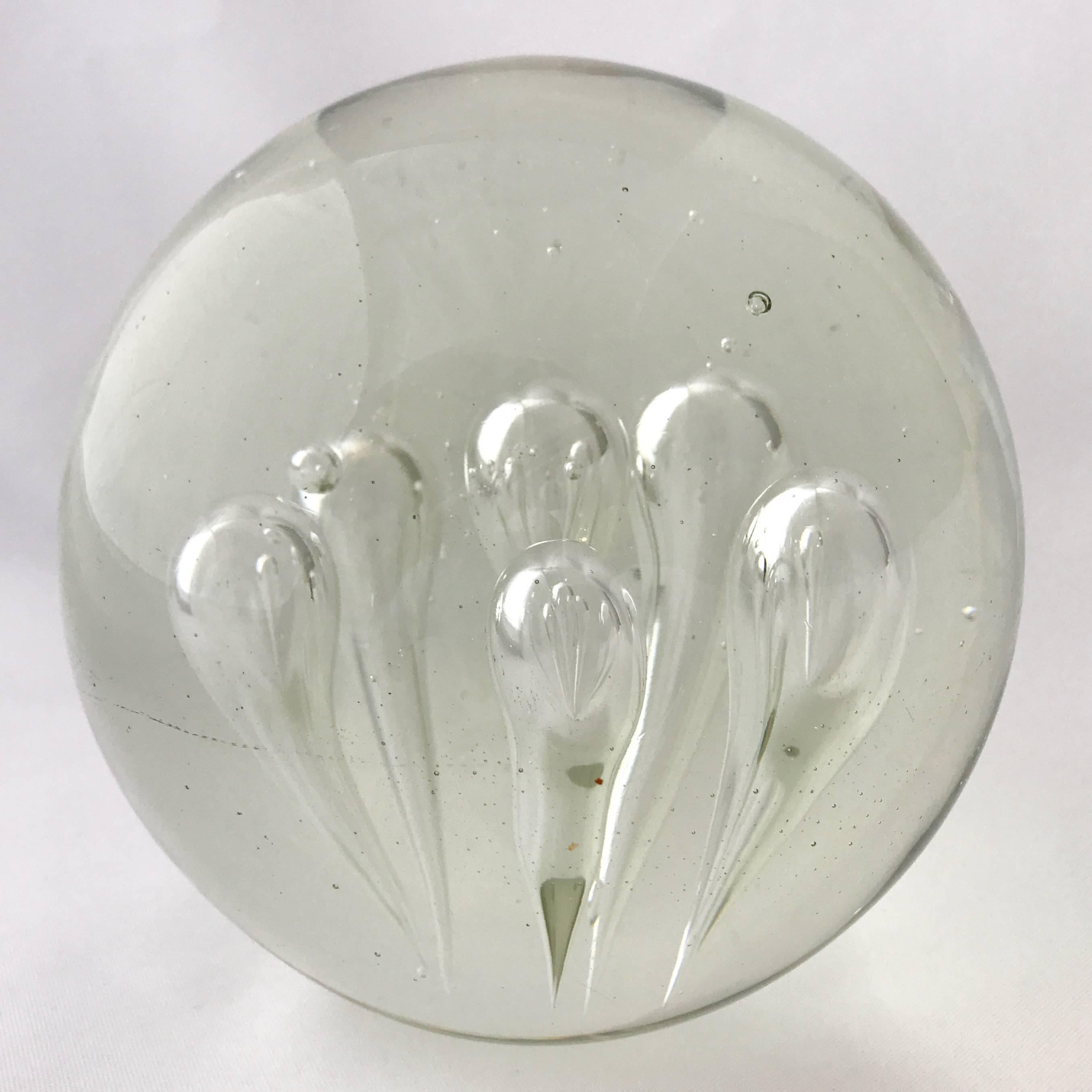 Blown Glass Extra Large Murano Glass Sphere with Six Tapered Bubbles, circa 1970s