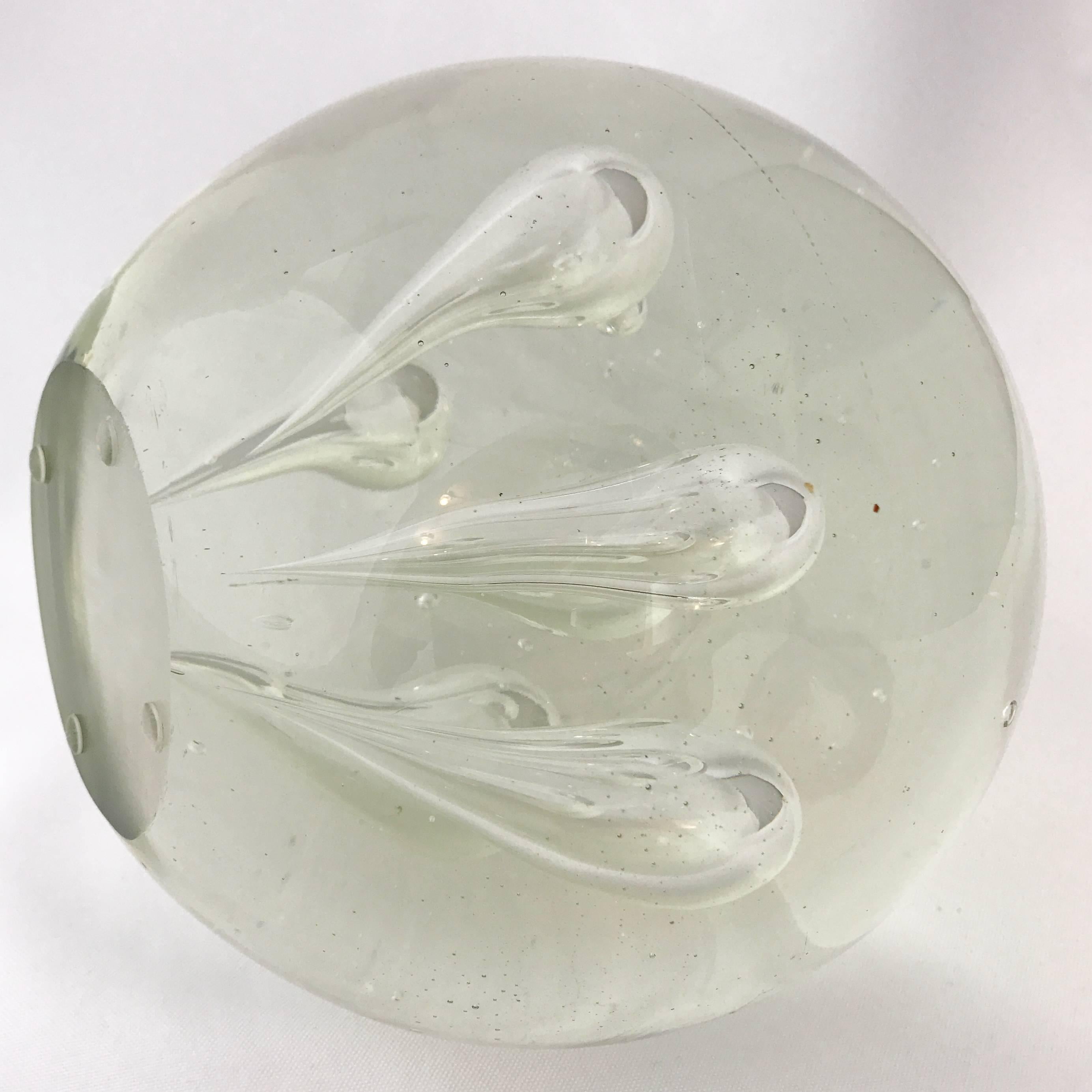 Extra Large Murano Glass Sphere with Six Tapered Bubbles, circa 1970s 1