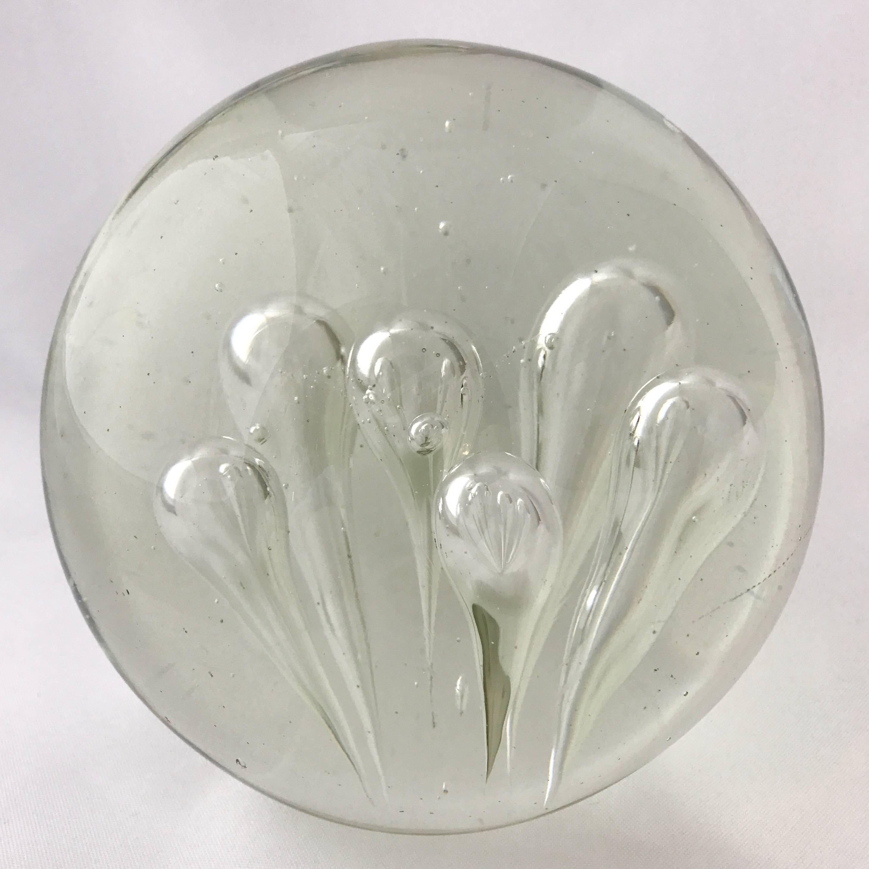 Late 20th Century Extra Large Murano Glass Sphere with Six Tapered Bubbles, circa 1970s
